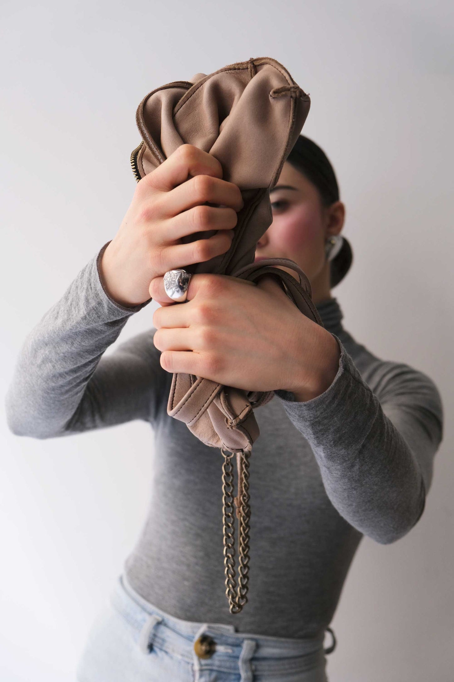 Rezoe sand garment-dyed leather - Made in Italy -