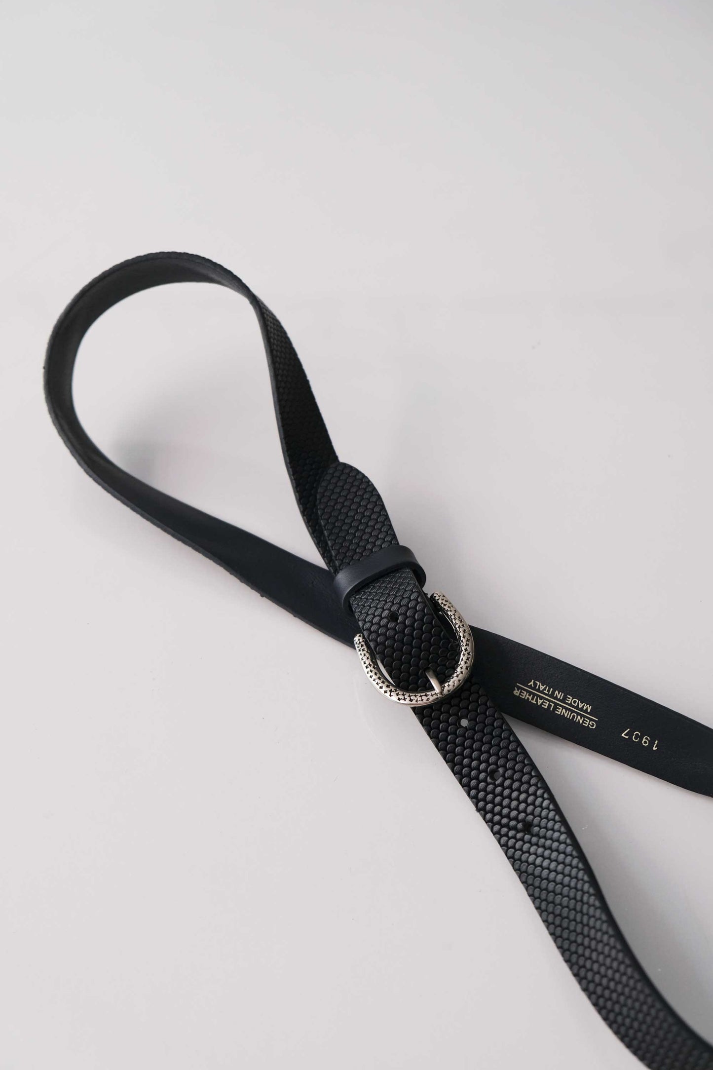 Belt Rombini embossed leather navy - Made in Italy