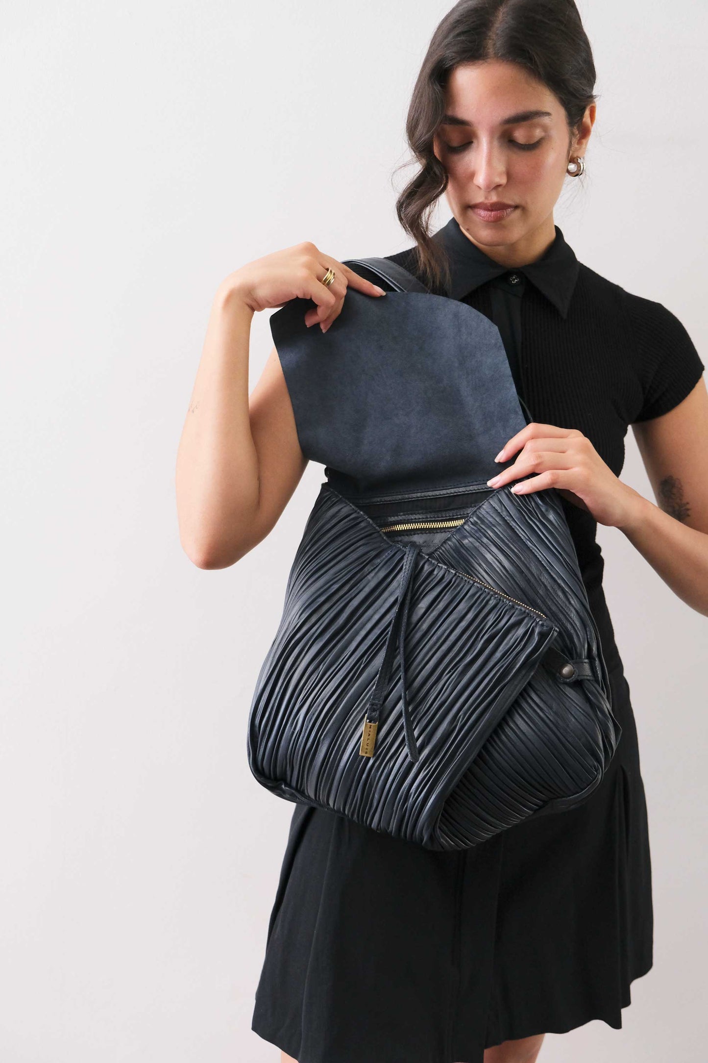PRE ORDER discount 15%- Gabri tote bag in pleated navy colour nappa leather- use code PREORDER15 - DELIVERY IS ESTIMATED WITHIN APPROXIMATELY 30 DAYS FROM THE ORDER DATE - Made in Italy -
