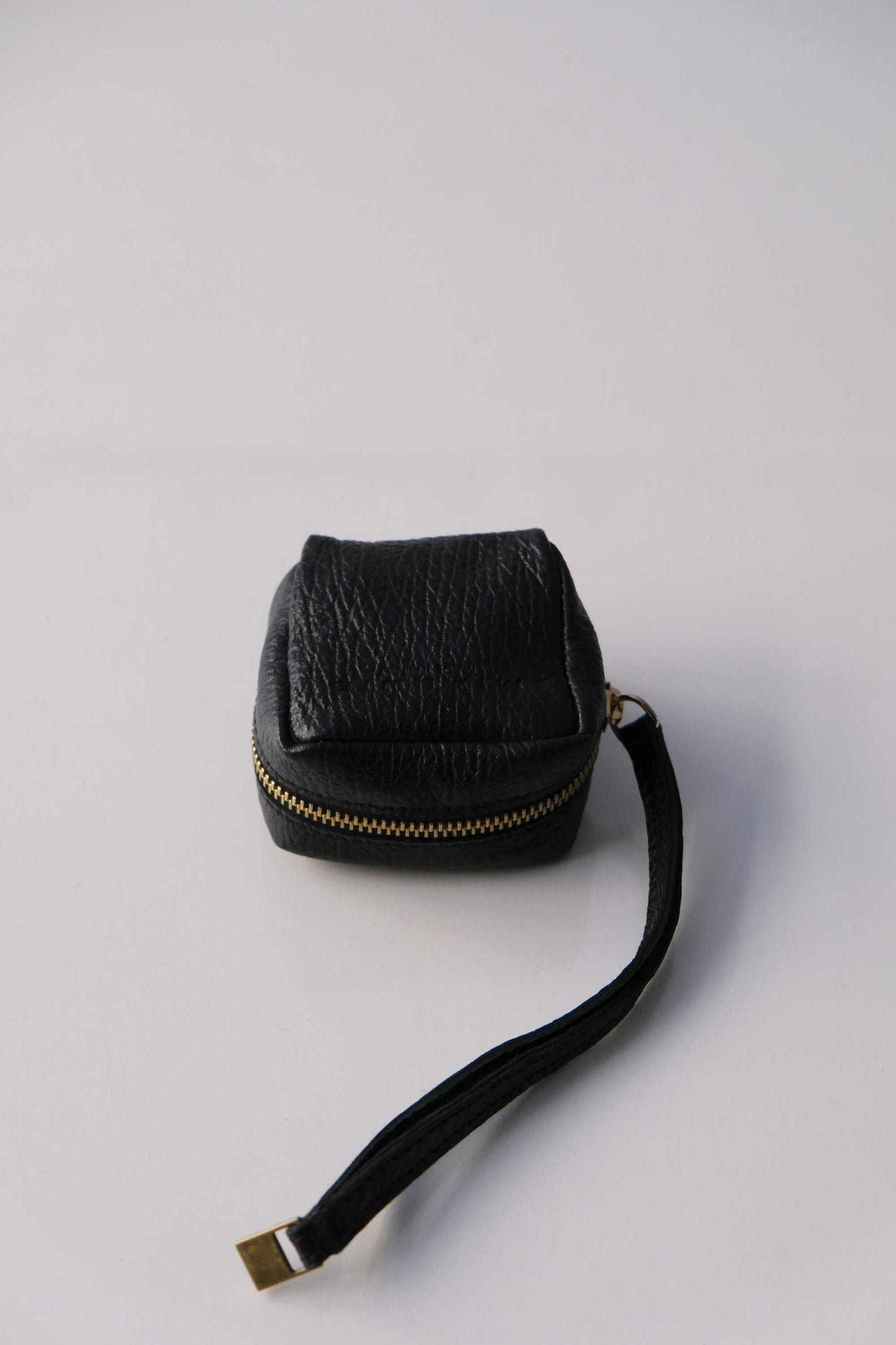 Dream box mini pochette in black printed shark calf leather - Made in Italy -