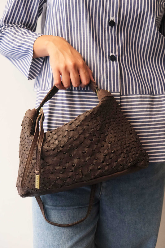 PRE ORDER discount 15%- Chicca Media hobo bag in brown perforated nappa - use code PREORDER15 - DELIVERY IS ESTIMATED WITHIN APPROXIMATELY 30 DAYS FROM THE ORDER DATE - Made in Italy -
