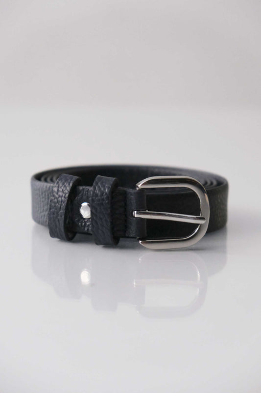 Belt Linea natural grain calf navy - Made in Italy -