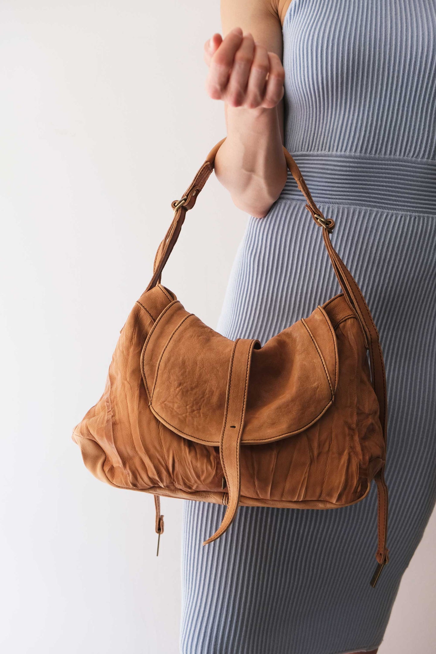 Do saddle bag cognac in soft nappa lomé - Made in Italy -
