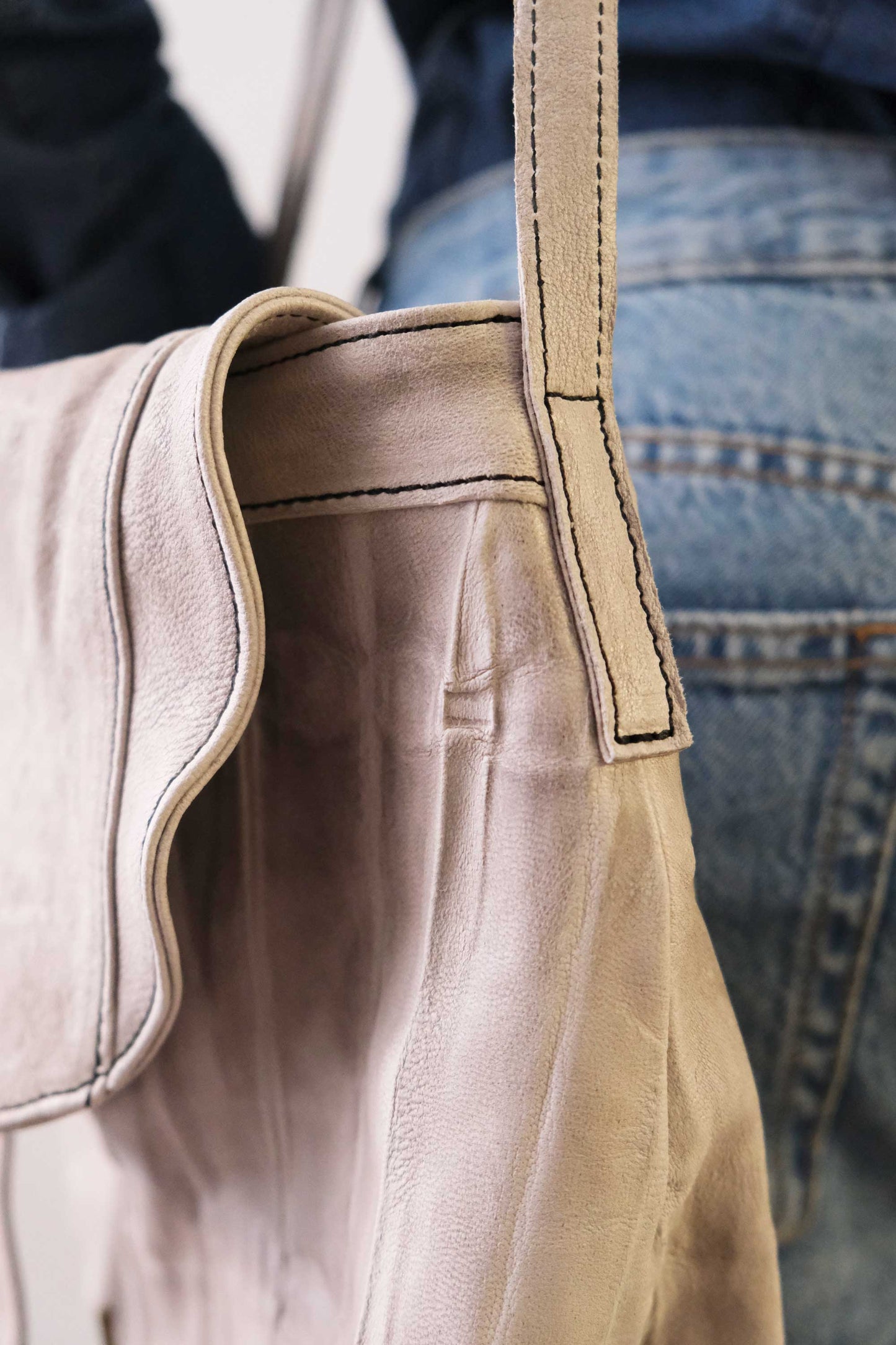 Do saddle bag in pomice soft nappa lomé - Made in Italy-