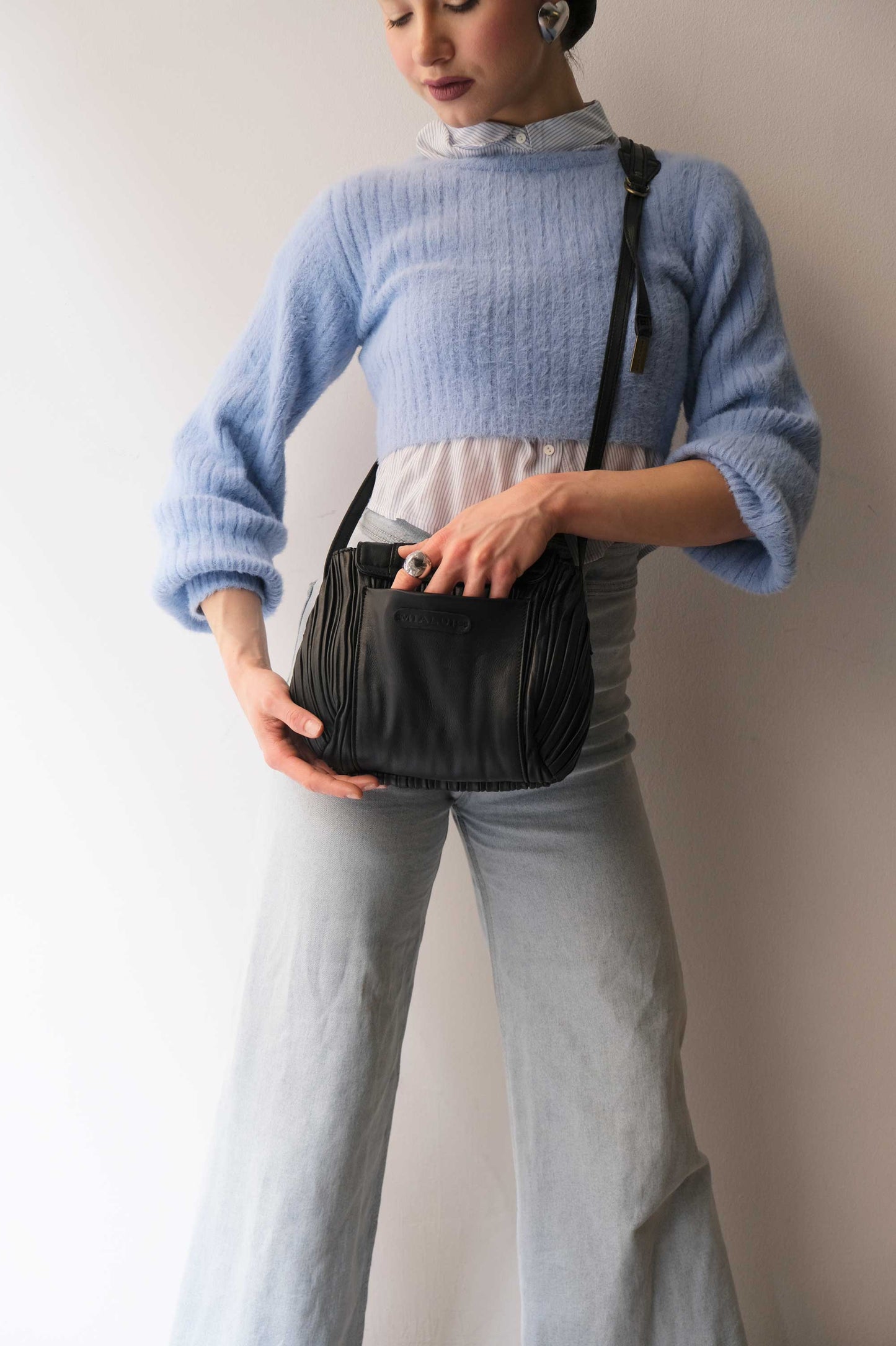 PRE ORDER discount 15%-Do mini saddle bag in pleated black colour nappa leather - use code PREORDER15 - DELIVERY IS ESTIMATED WITHIN APPROXIMATELY 30 DAYS FROM THE ORDER DATE- Made in Italy -