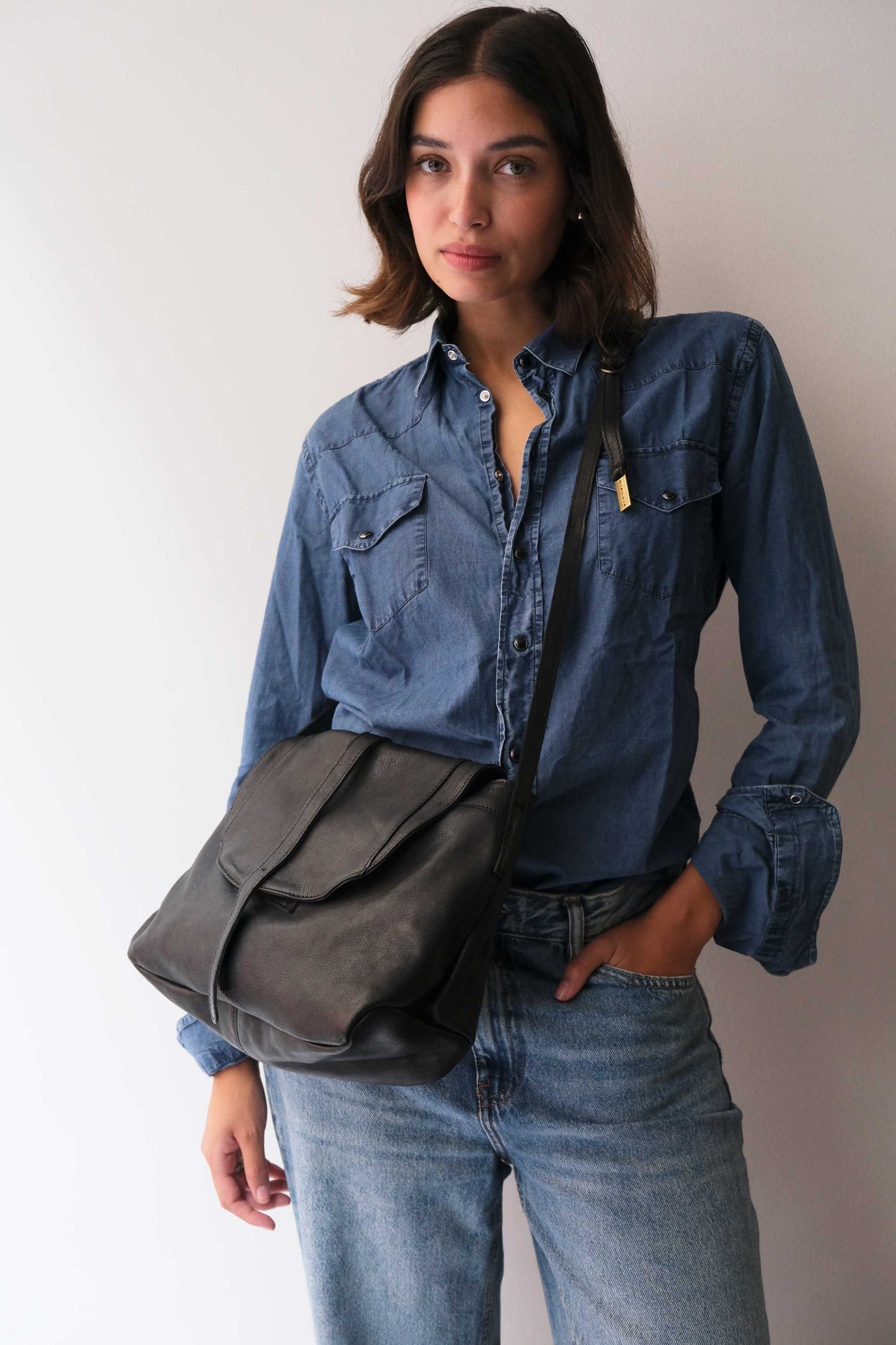 Do saddle bag in black soft nappa - Made in Italy -