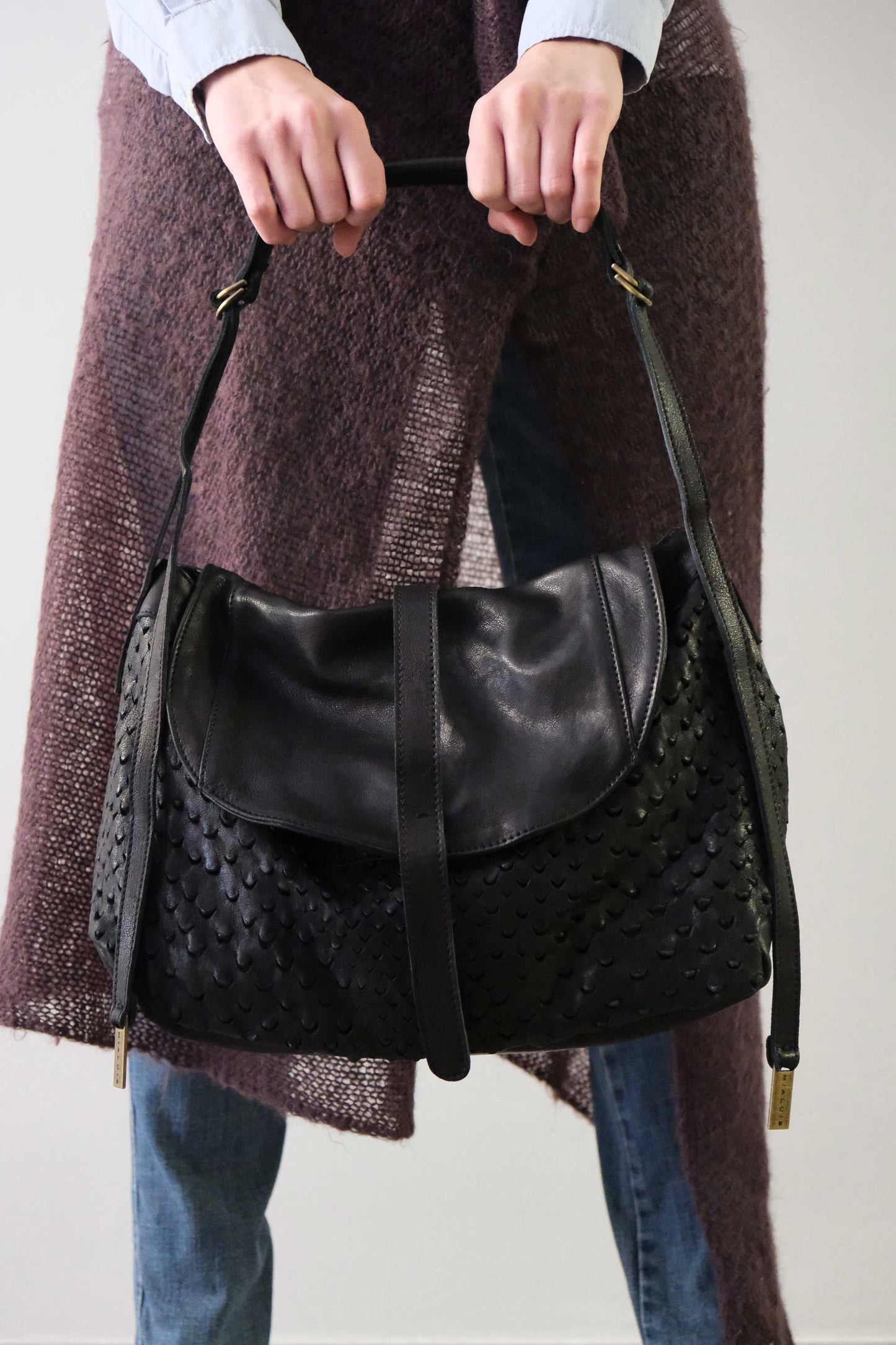 PRE ORDER discount 15%-Do saddle bag in black perforated leather  - use code PREORDER15 - DELIVERY IS ESTIMATED WITHIN APPROXIMATELY 30 DAYS FROM THE ORDER DATE- Made in Italy -