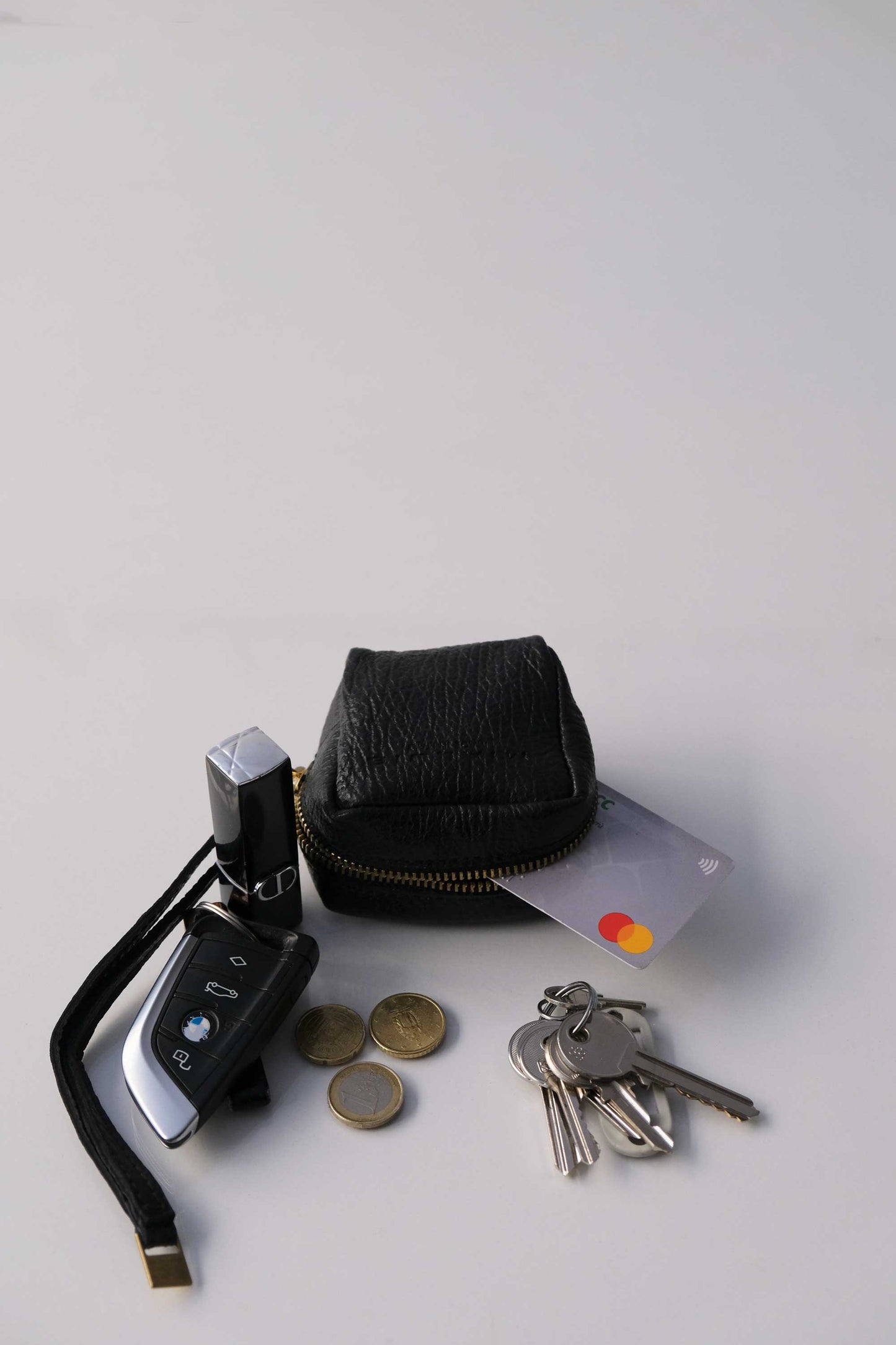 Dream box mini pochette in black printed shark calf leather - Made in Italy -