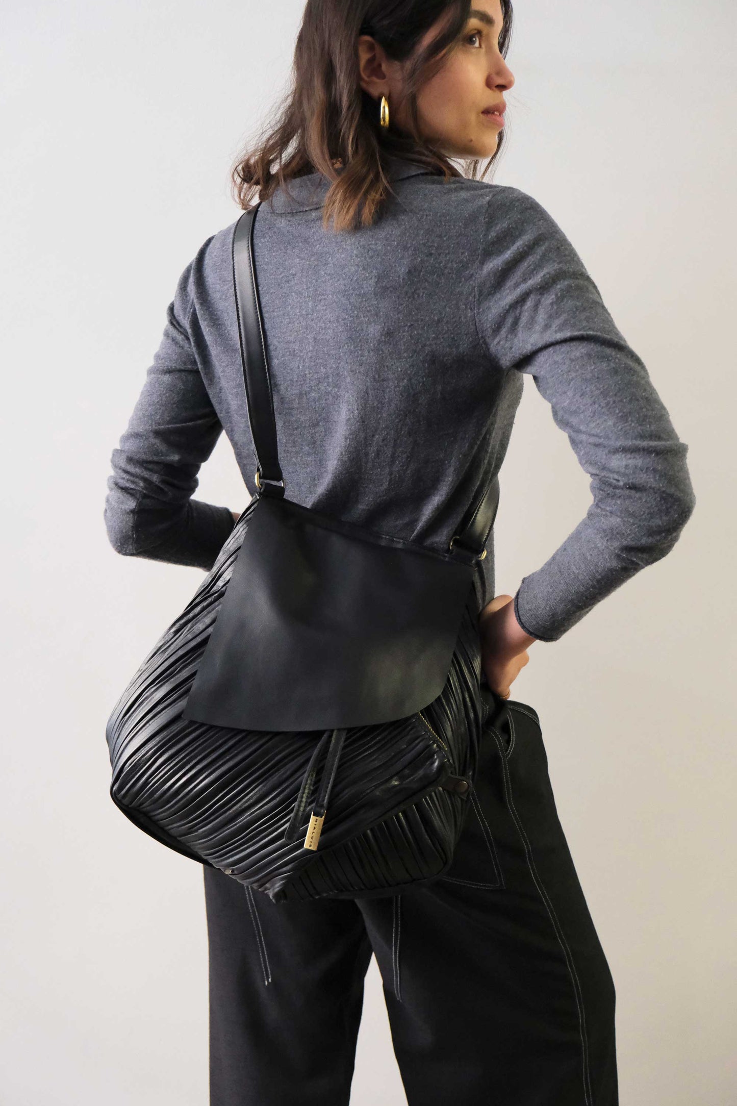 PRE ORDER discount 15%- tote bag in pleated black colour nappa leather - use code PREORDER15 - DELIVERY IS ESTIMATED WITHIN APPROXIMATELY 30 DAYS FROM THE ORDER DATE - Made in Italy -