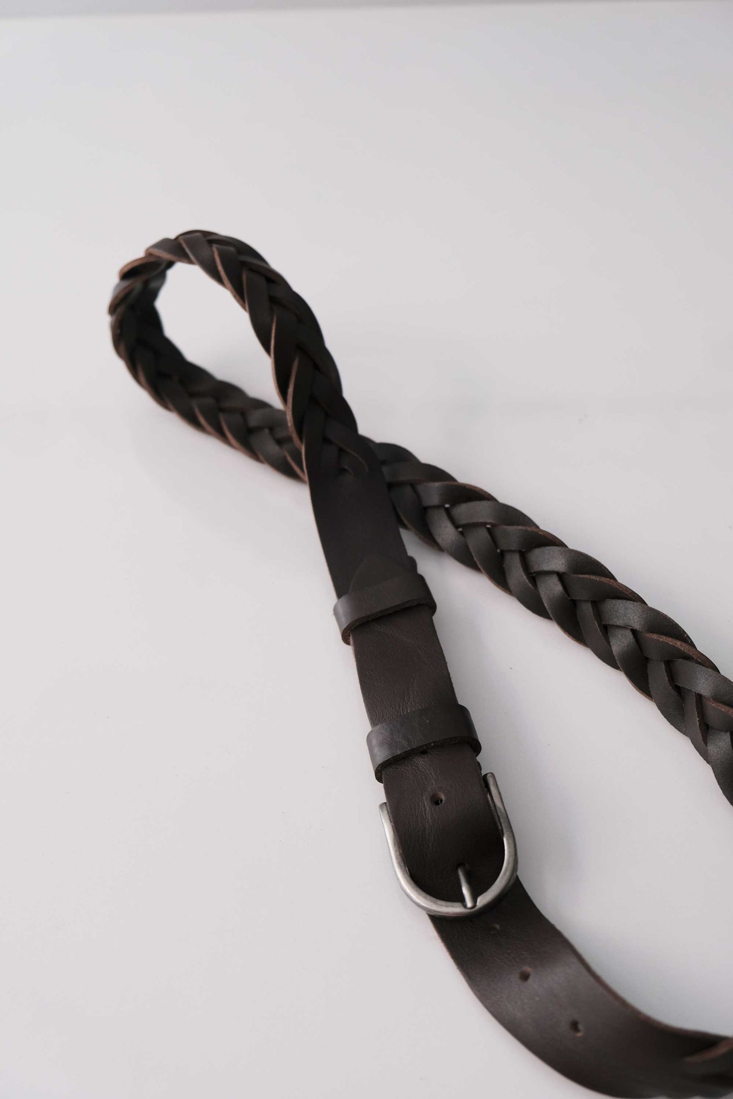 Belt Intreccio natural grain calf dark brown - Made in Italy -
