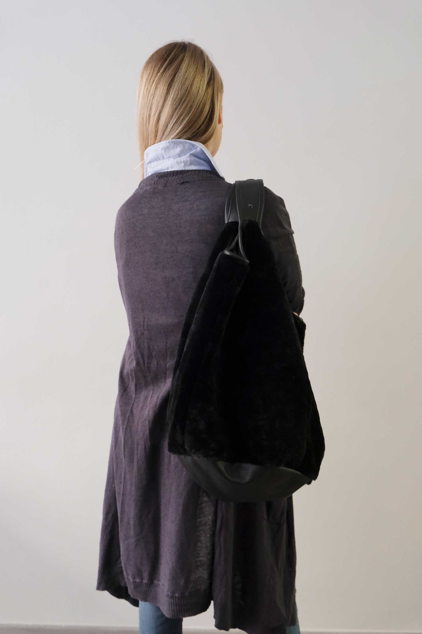 Lena tote bag in montone nera - Made in Italy -