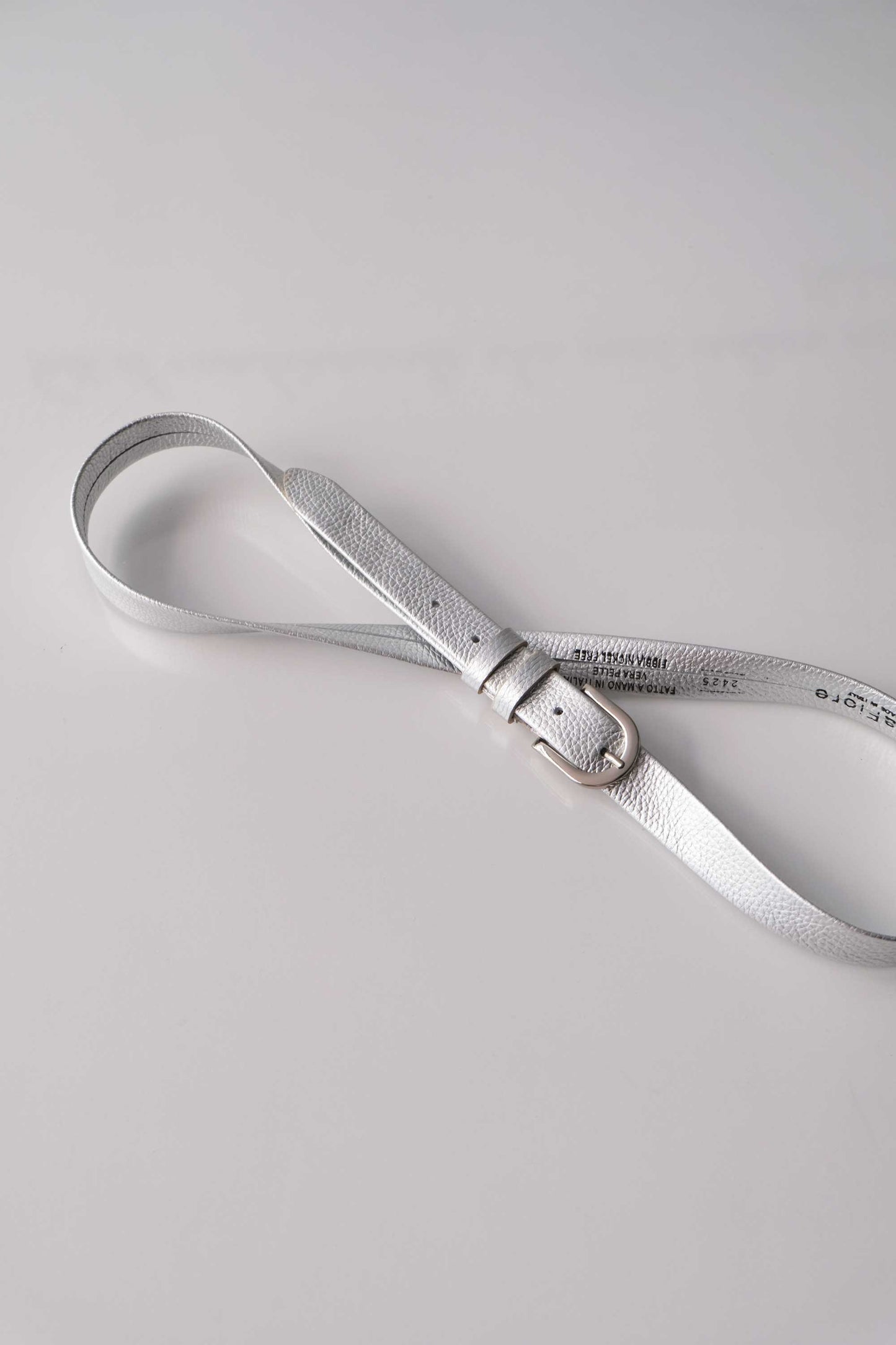 Belt Linea natural grain calf silver - Made in Italy -