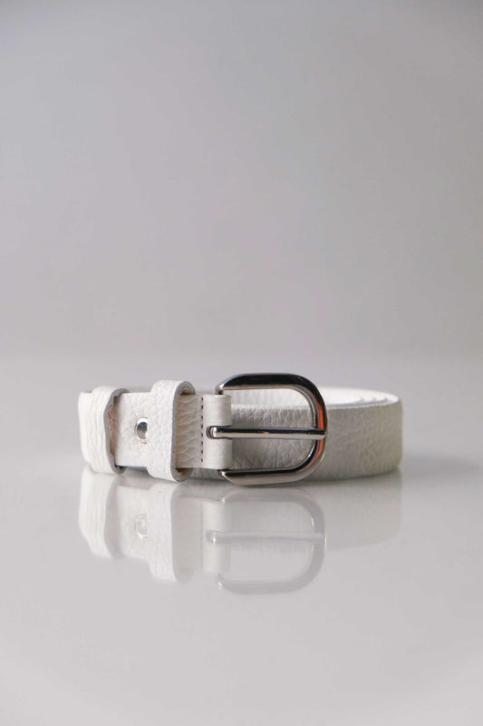 Belt Linea natural grain calf white - Made in Italy -