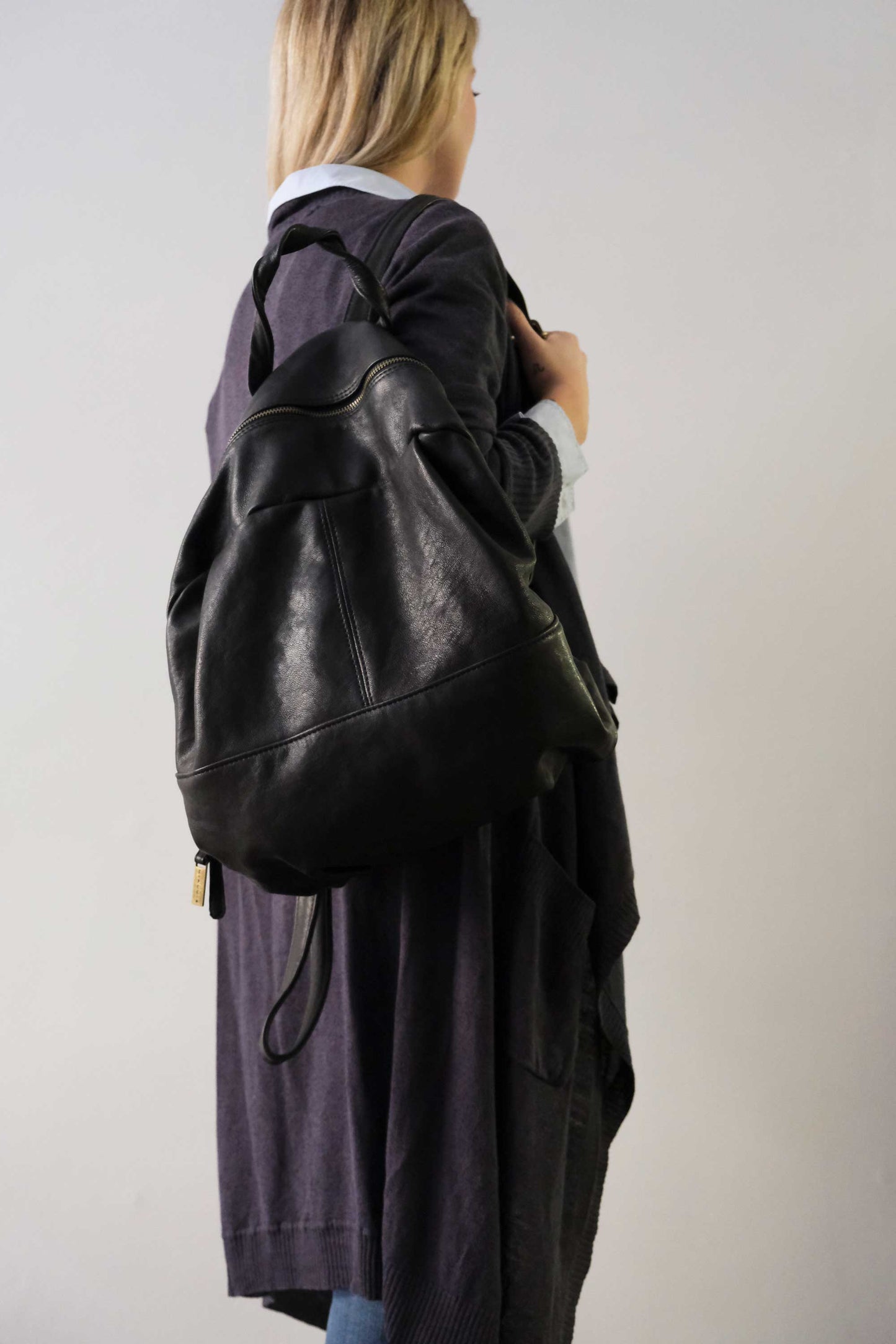PRE ORDER discount 15%- Nerina backpack in black nappa leather- use code PREORDER15 - DELIVERY IS ESTIMATED WITHIN APPROXIMATELY 30 DAYS FROM THE ORDER DATE - Made in Italy -