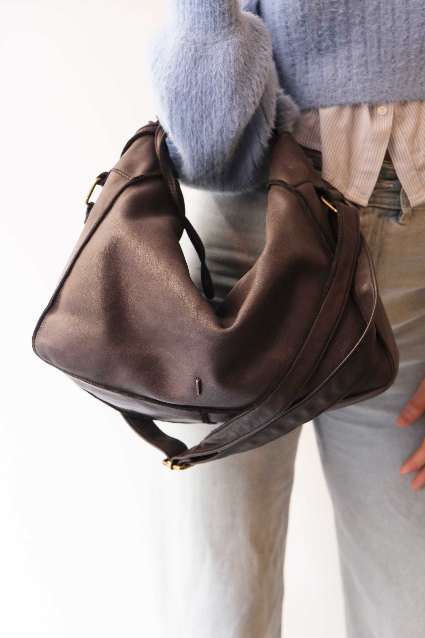 Rechi Big brown garment-dyed leather - Made in Italy -