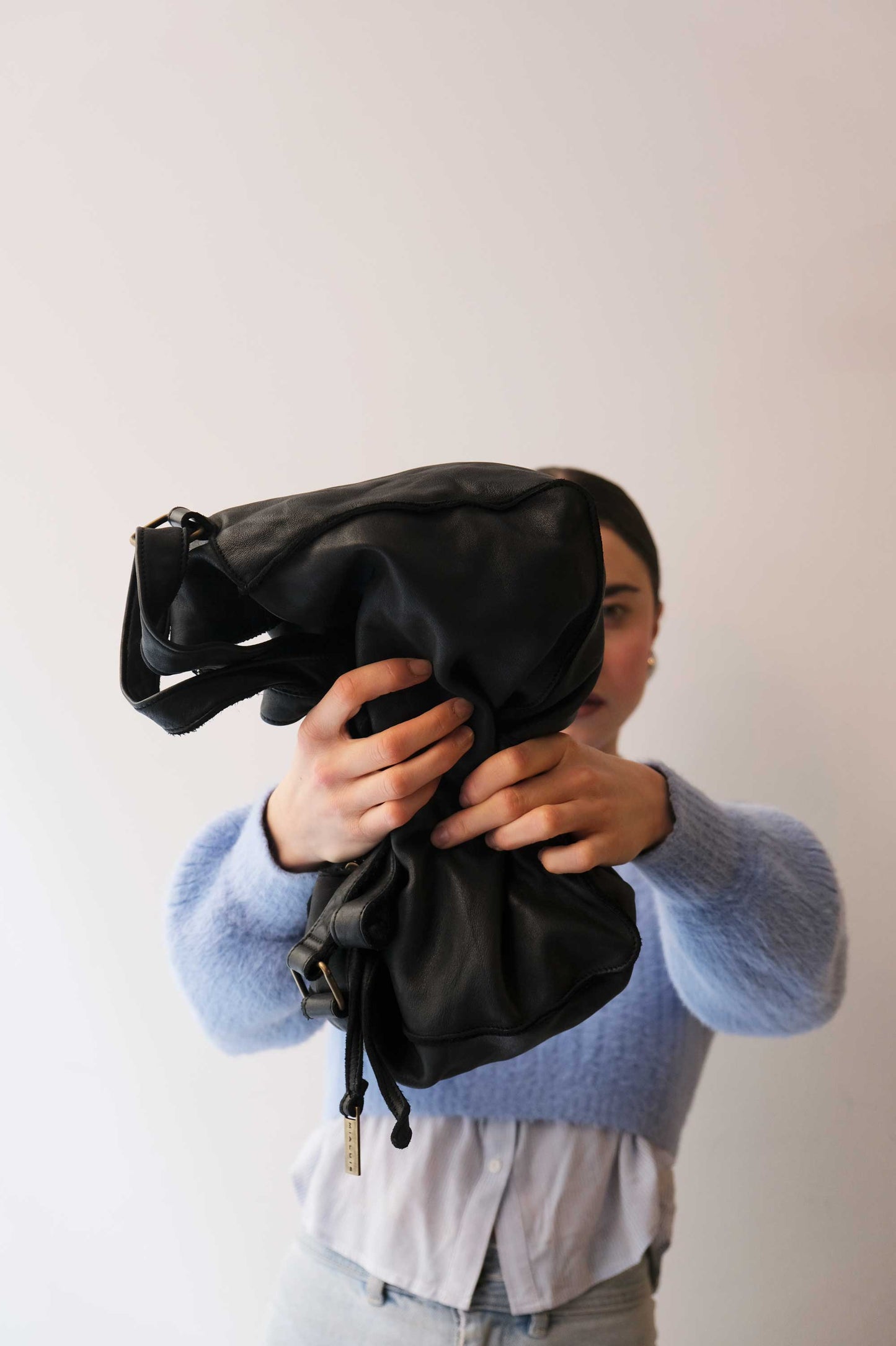 Rechi Big black garment-dyed leather - Made in Italy -