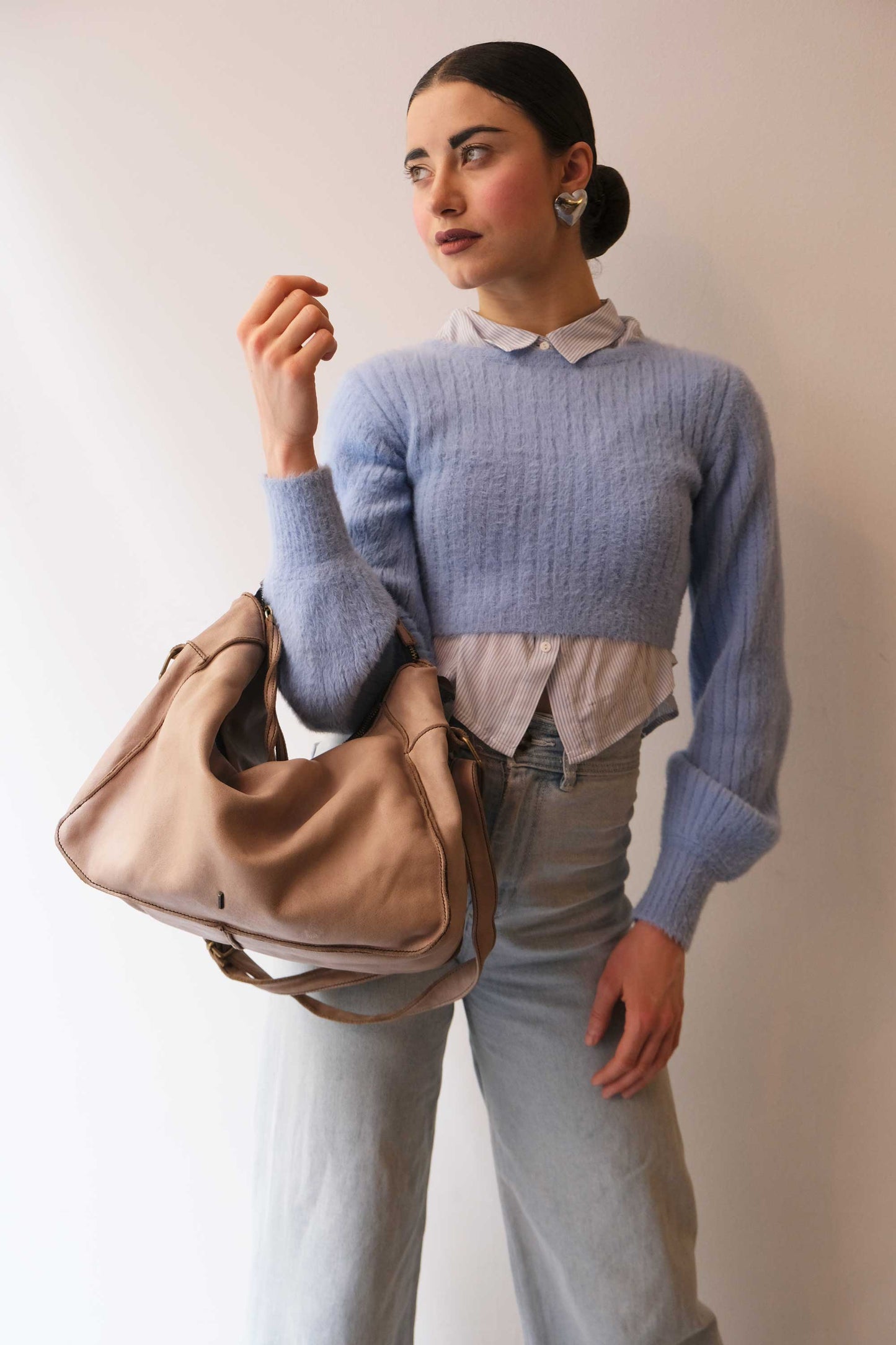 Rechi Big sand garment-dyed leather - Made in Italy -