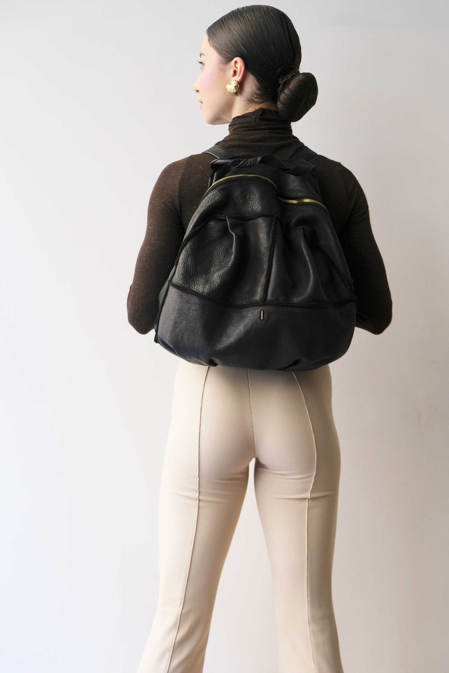 Reneri backpack black garment-dyed leather - Made in Italy -