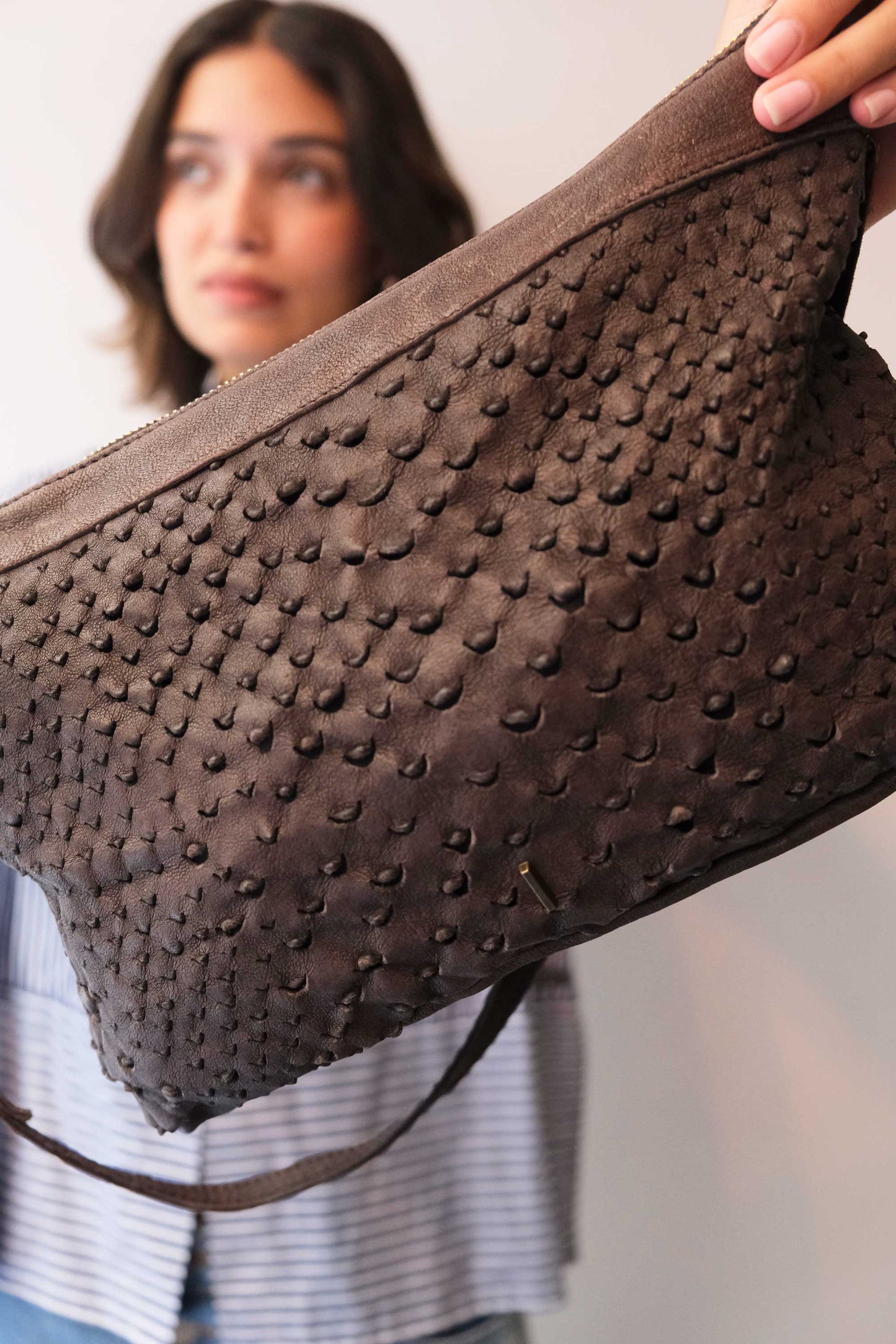 PRE ORDER discount 15%- Chicca Media hobo bag in brown perforated nappa - use code PREORDER15 - DELIVERY IS ESTIMATED WITHIN APPROXIMATELY 30 DAYS FROM THE ORDER DATE - Made in Italy -