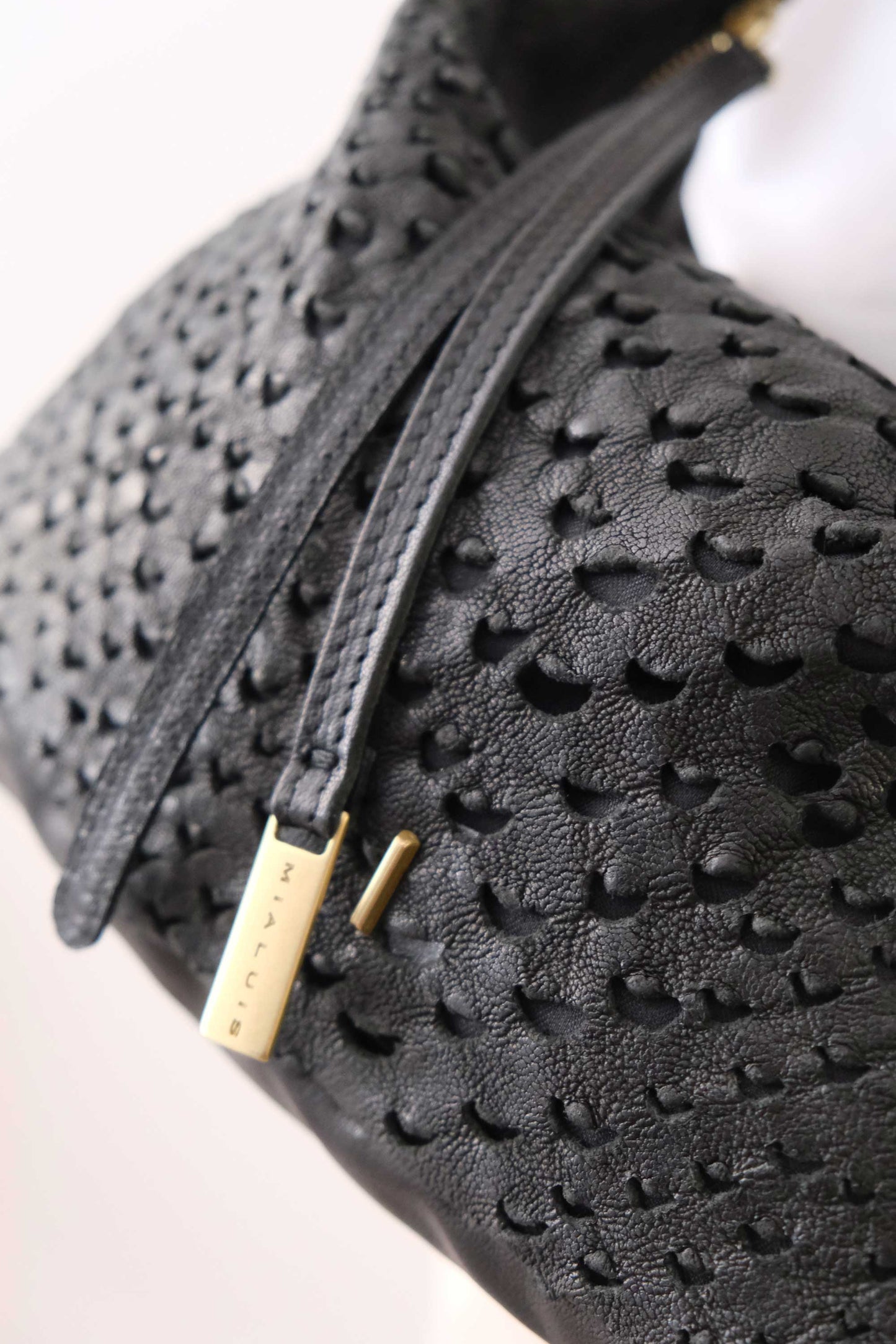 PRE ORDER discount 15%- Chicca Media hobo bag in black perforated nappa - use code PREORDER15 - DELIVERY IS ESTIMATED WITHIN APPROXIMATELY 30 DAYS FROM THE ORDER DATE- Made in Italy -