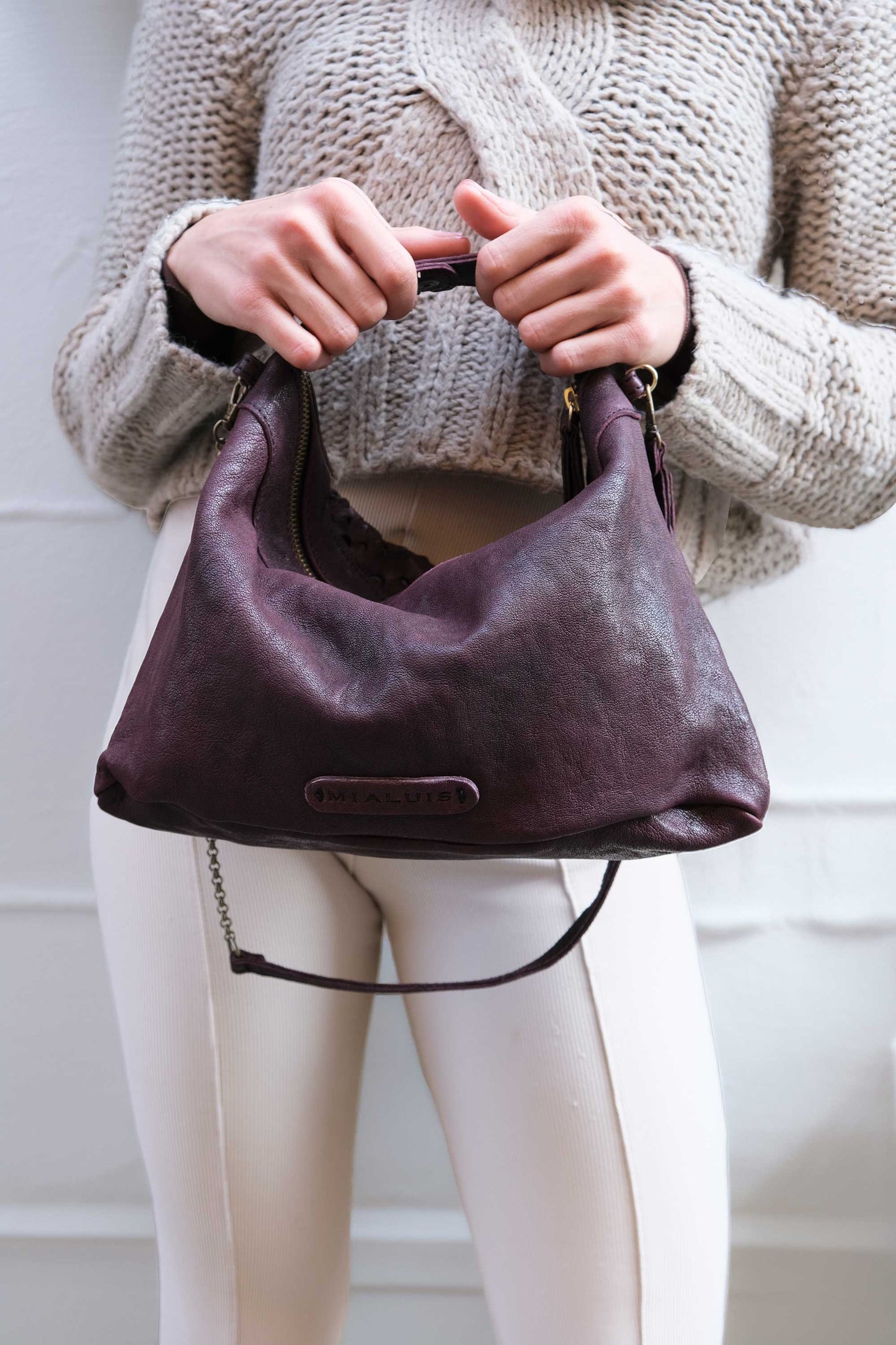 PRE ORDER discount 15%-Chicca Media hobo bag in plum perforated nappa - use code PREORDER15 - DELIVERY IS ESTIMATED WITHIN APPROXIMATELY 30 DAYS FROM THE ORDER DATE- Made in Italy -
