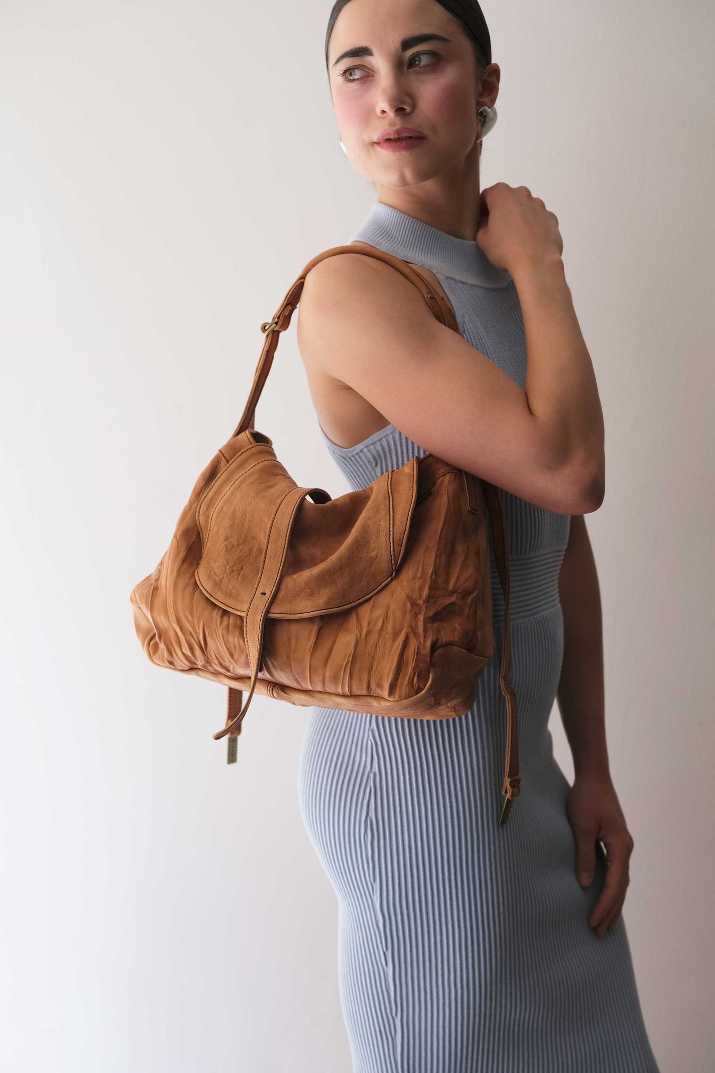 Do saddle bag cognac in soft nappa lomé - Made in Italy -