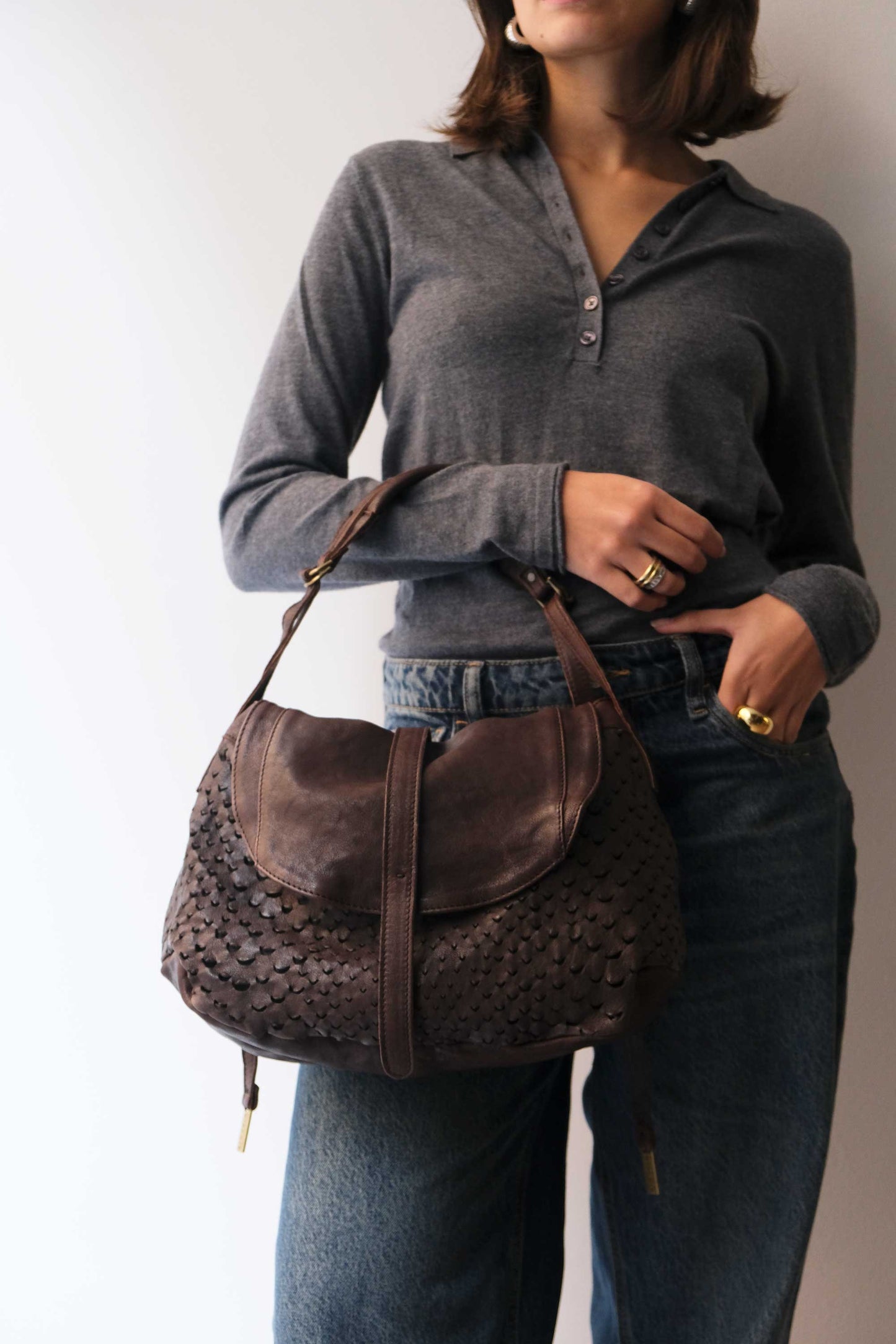 PRE ORDER discount 15%-Do saddle bag in brown perforated leather- use code PREORDER15 - DELIVERY IS ESTIMATED WITHIN APPROXIMATELY 30 DAYS FROM THE ORDER DATE- Made in Italy -