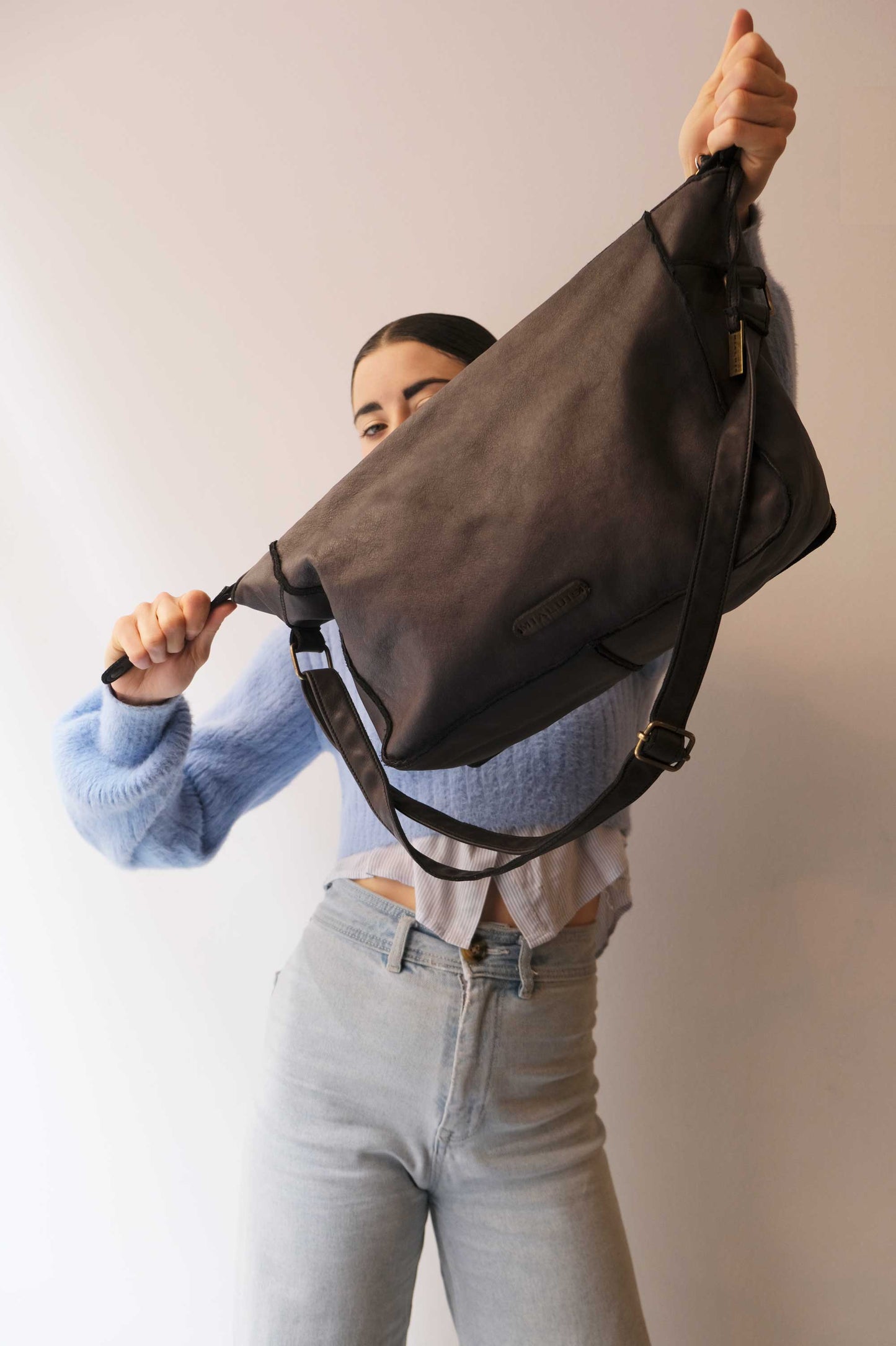 Rechi Big brown garment-dyed leather - Made in Italy -