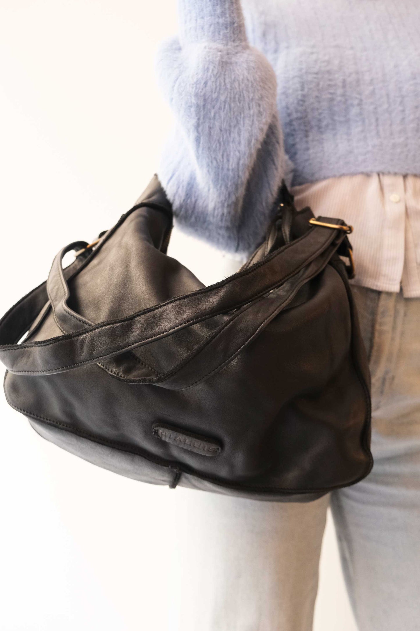 Rechi Big black garment-dyed leather - Made in Italy -