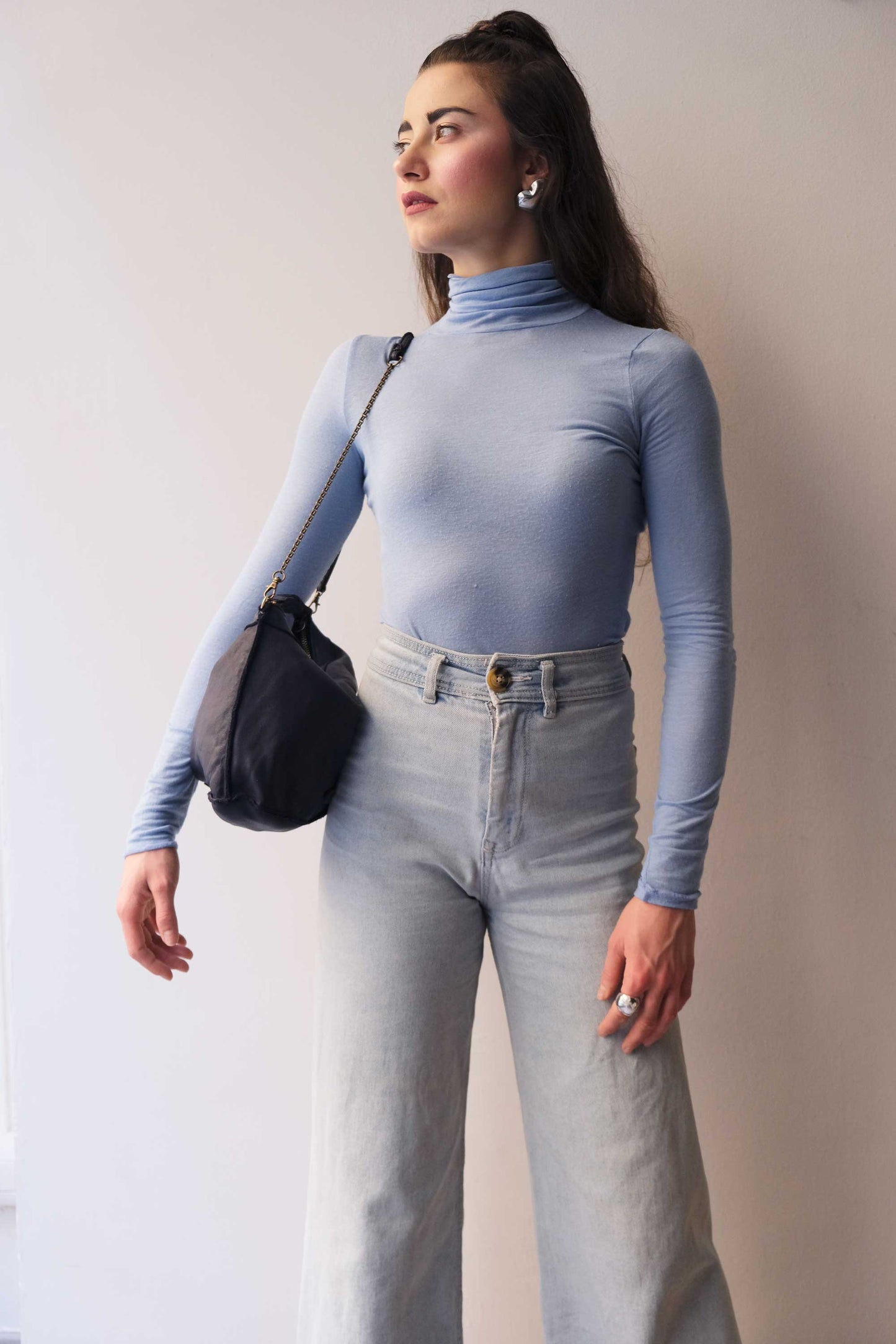 Rechi media hobo bag navy garment-dyed leather - Made in Italy -
