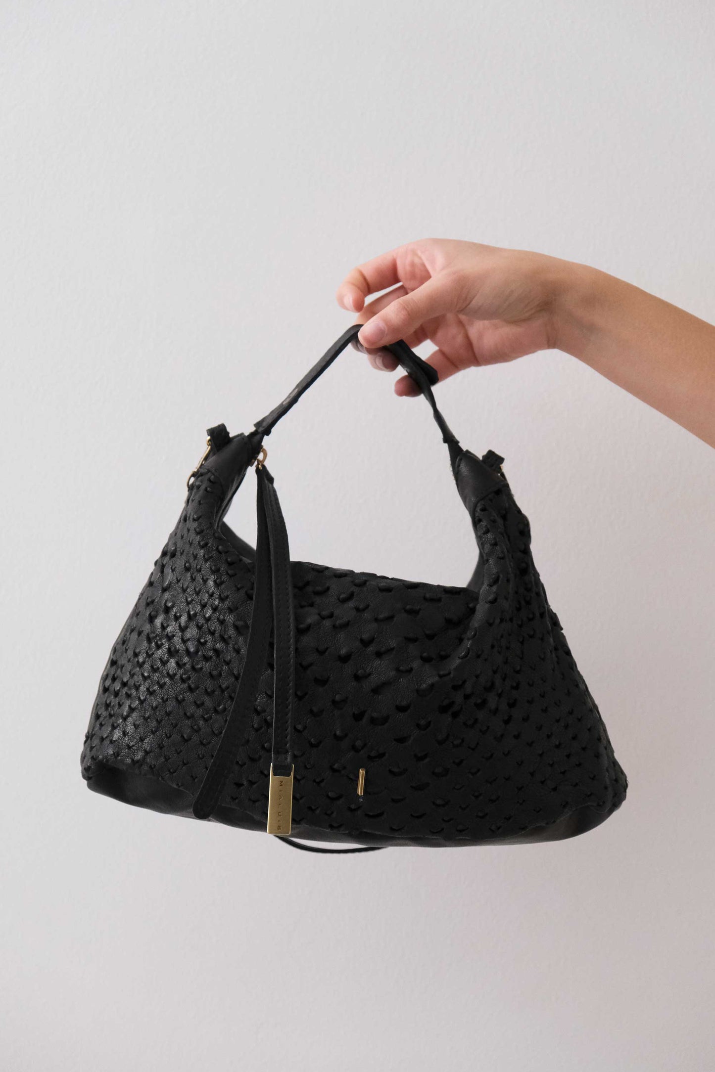 PRE ORDER discount 15%- Chicca Media hobo bag in black perforated nappa - use code PREORDER15 - DELIVERY IS ESTIMATED WITHIN APPROXIMATELY 30 DAYS FROM THE ORDER DATE- Made in Italy -