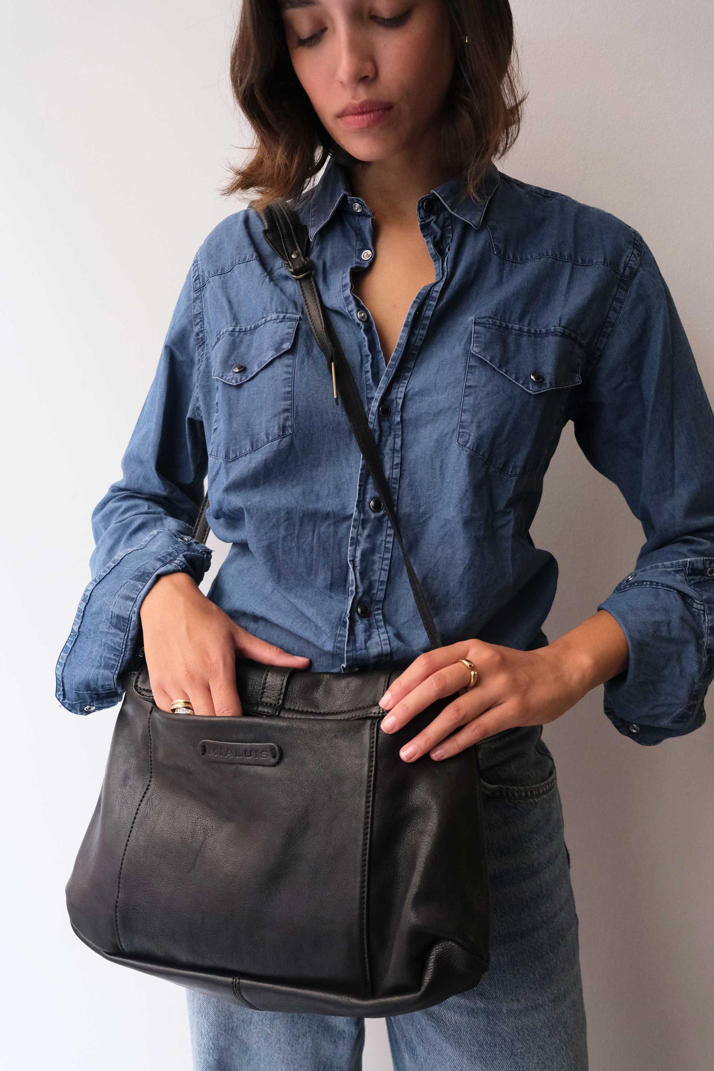 Do saddle bag in black soft nappa - Made in Italy -
