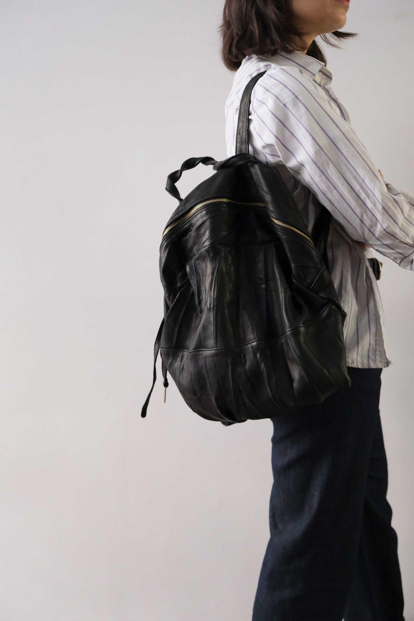 PRE ORDER discount 15%- Nerina backpack in leather black washed and soft lomè nappa leather - use code PREORDER15 - DELIVERY IS ESTIMATED WITHIN APPROXIMATELY 30 DAYS FROM THE ORDER DATE - Made in Italy -