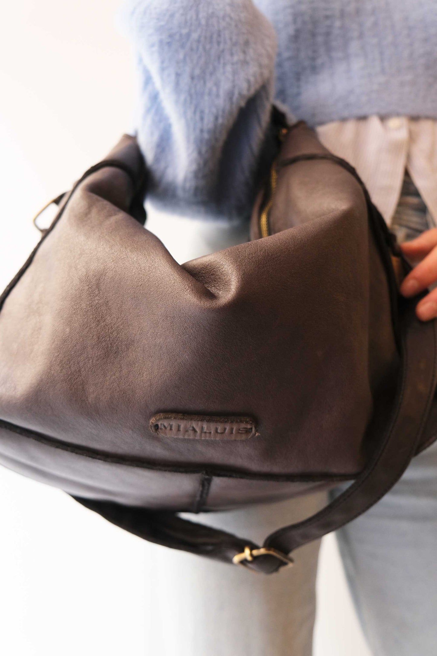 Rechi Big brown garment-dyed leather - Made in Italy -