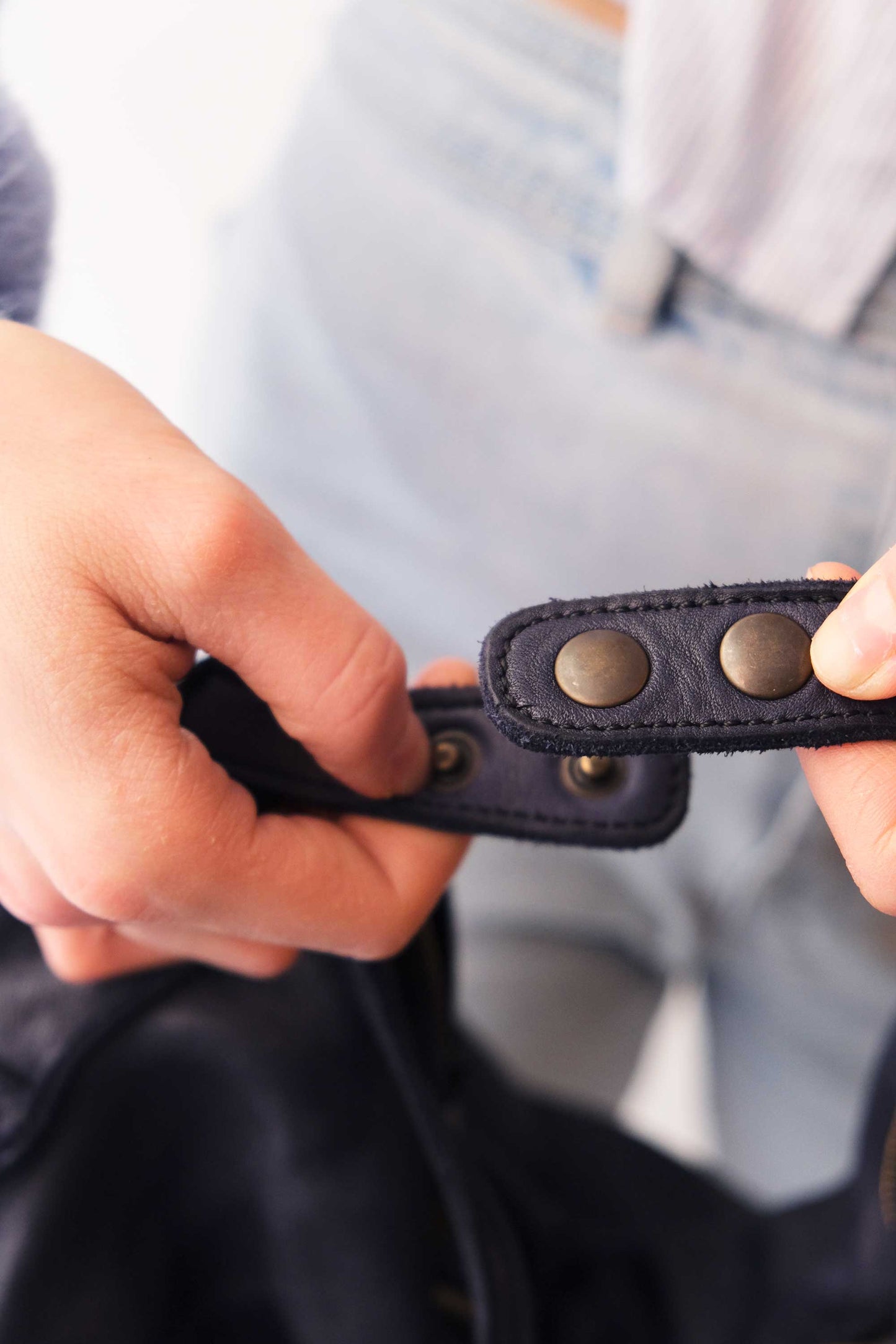 Rechi Big navy garment-dyed leather - Made in Italy -