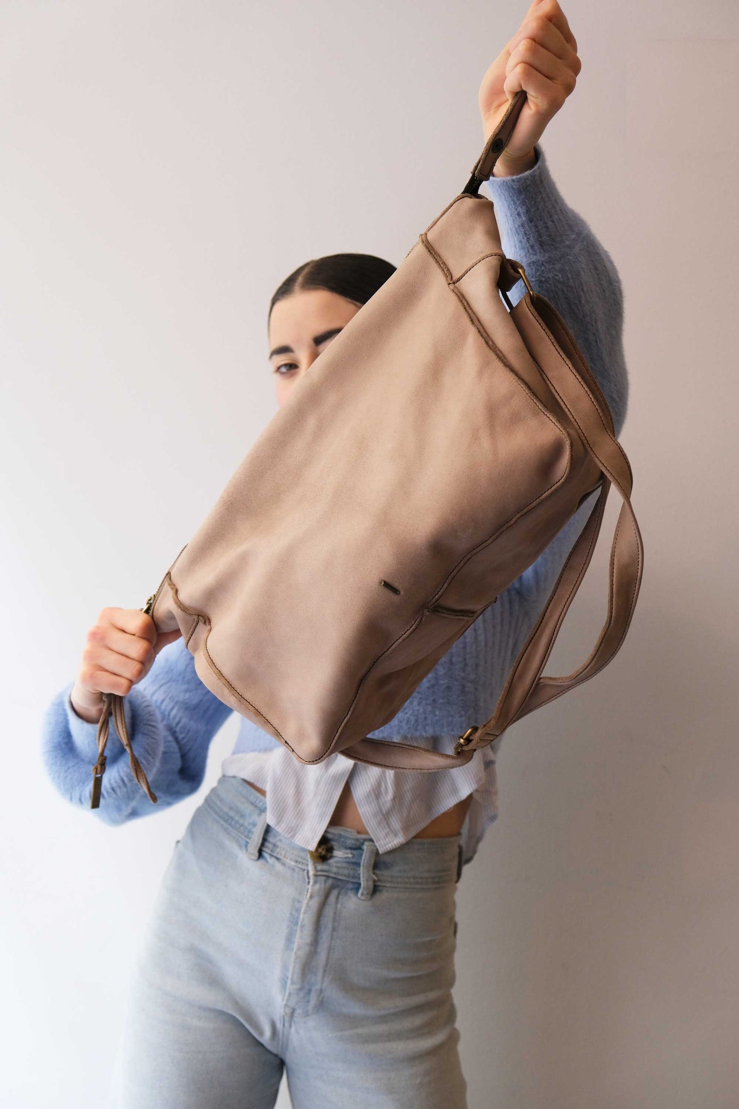 Rechi Big sand garment-dyed leather - Made in Italy -