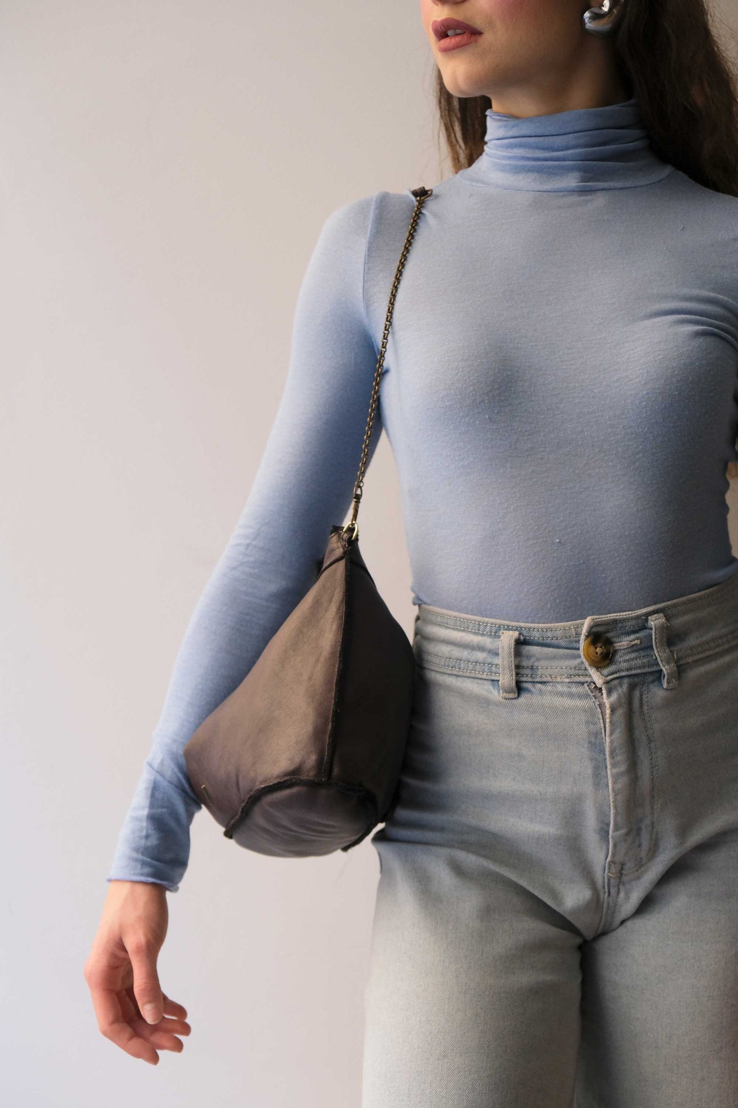 Rechi media hobo bag brown garment-dyed leather - Made in Italy -