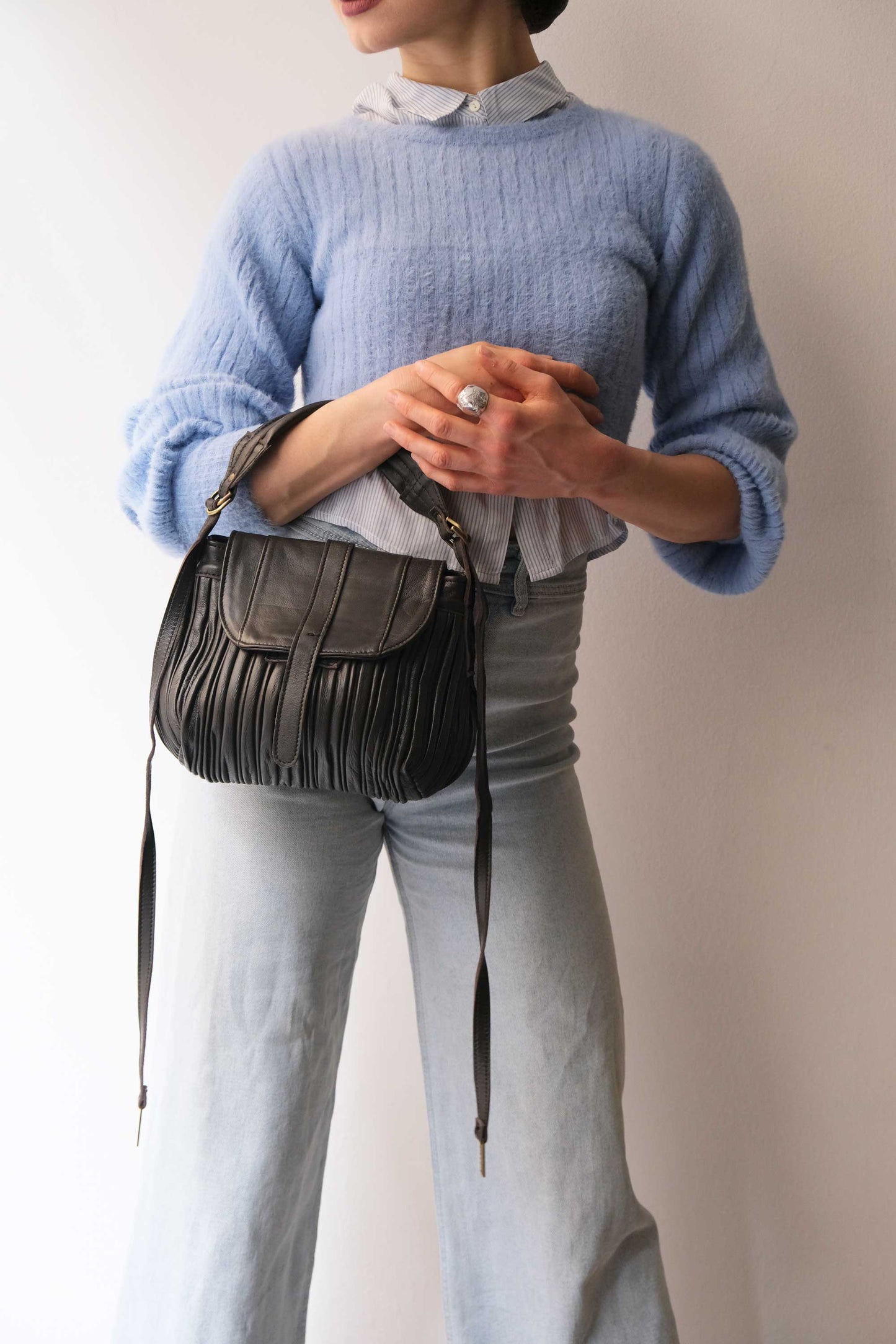 PRE ORDER discount 15%- Do mini saddle bag in pleated brown colour nappa leather - use code PREORDER15 - DELIVERY IS ESTIMATED WITHIN APPROXIMATELY 30 DAYS FROM THE ORDER DATE- Made in Italy -