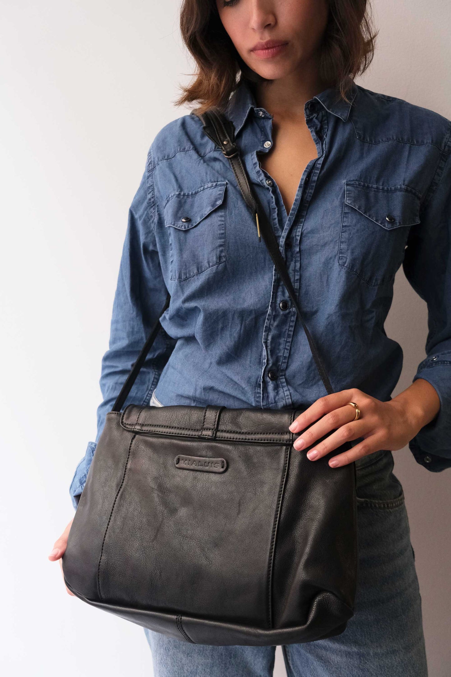 Do saddle bag in black soft nappa - Made in Italy -