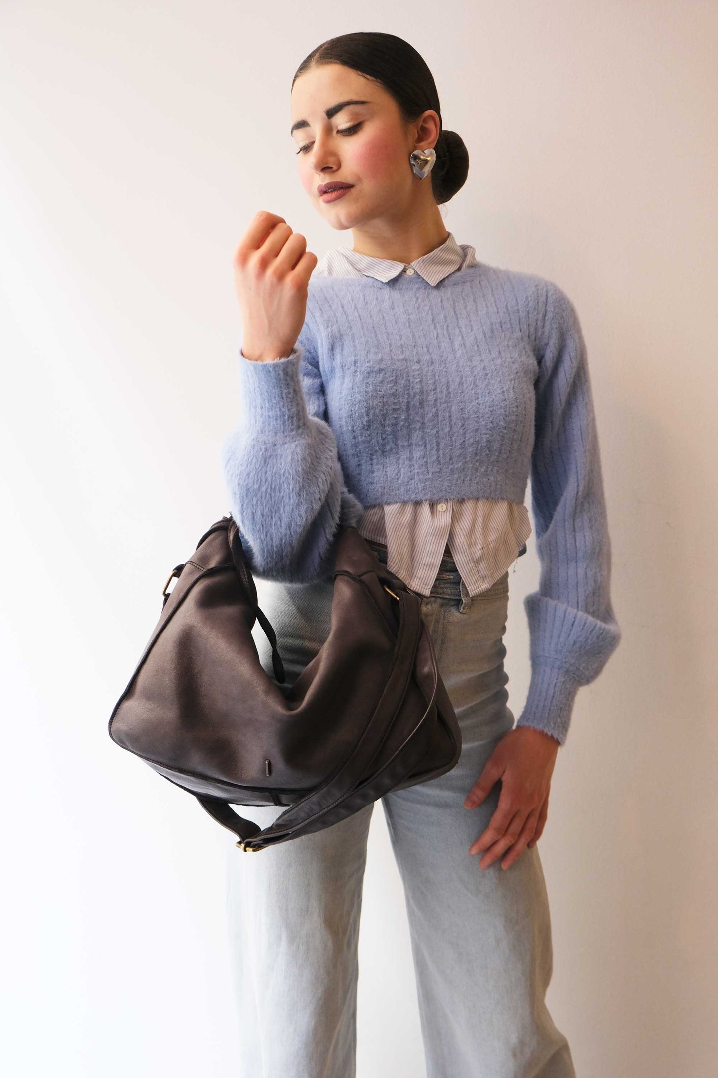 Rechi Big brown garment-dyed leather - Made in Italy -