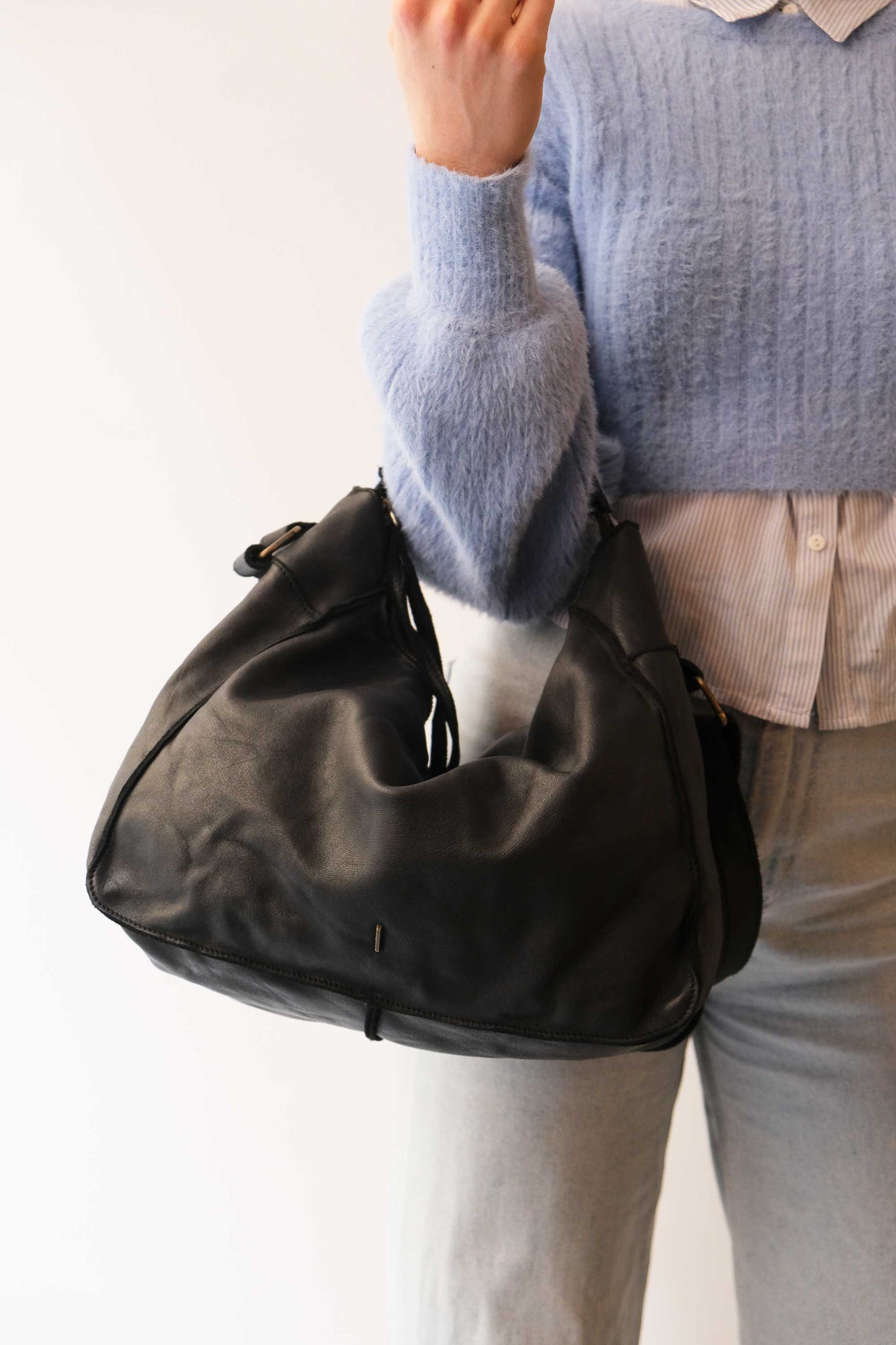 Rechi Big black garment-dyed leather - Made in Italy -