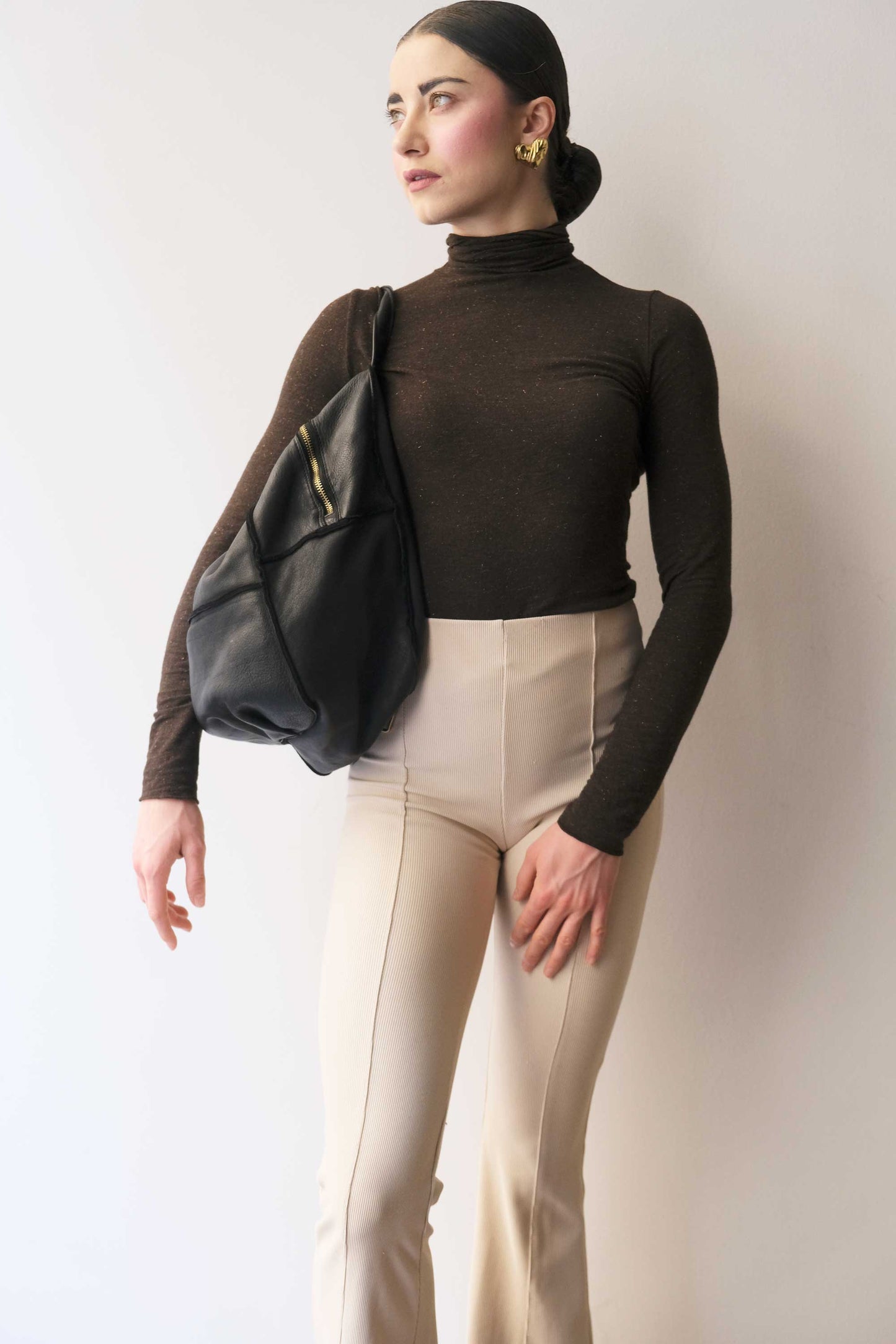 Reneri backpack black garment-dyed leather - Made in Italy -