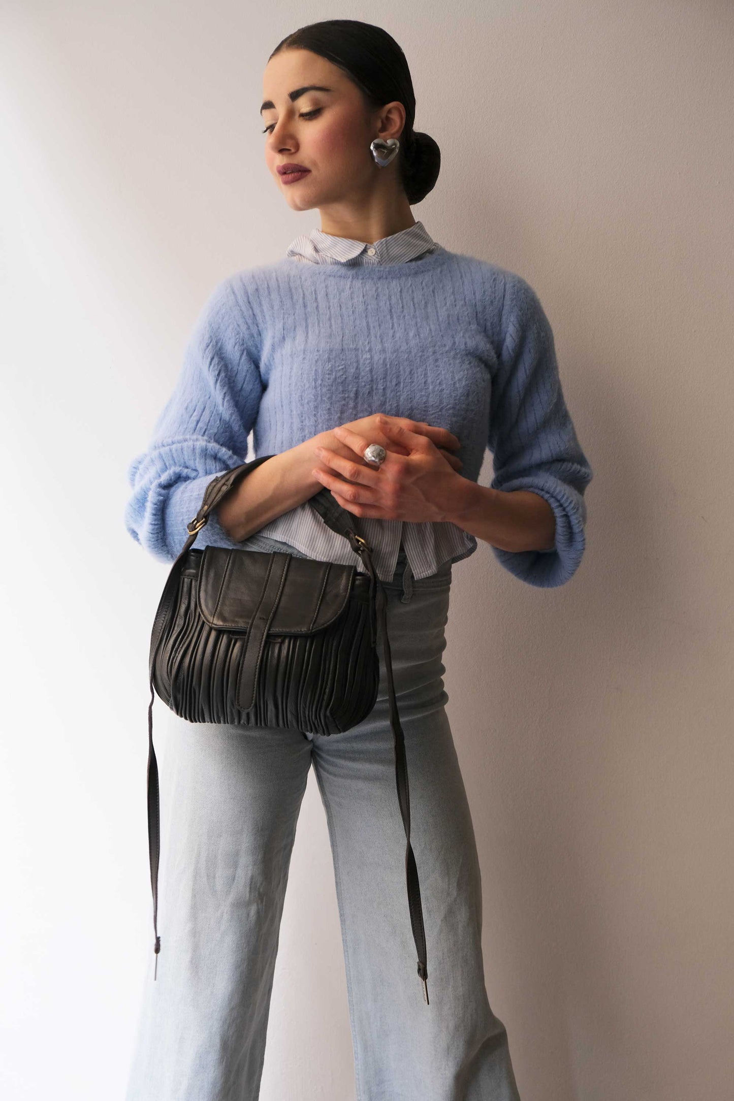 PRE ORDER discount 15%- Do mini saddle bag in pleated brown colour nappa leather - use code PREORDER15 - DELIVERY IS ESTIMATED WITHIN APPROXIMATELY 30 DAYS FROM THE ORDER DATE- Made in Italy -