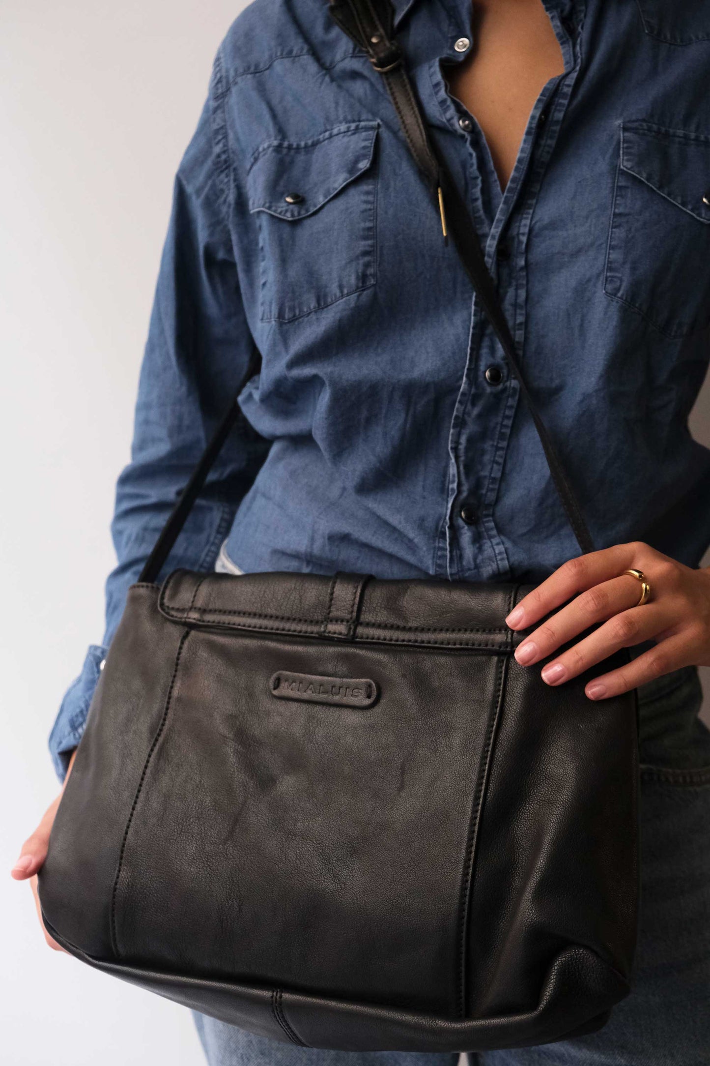 Do saddle bag in black soft nappa - Made in Italy -
