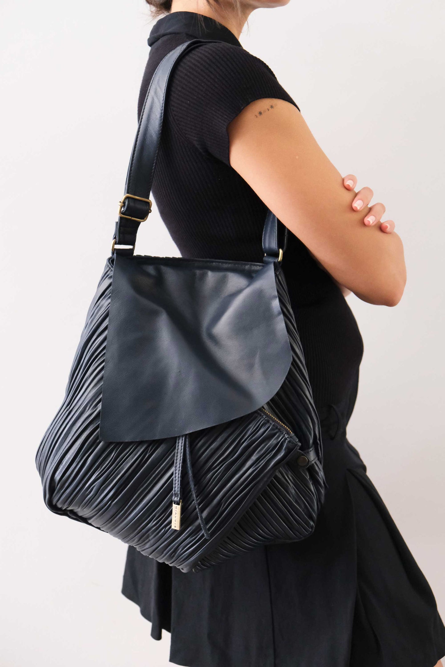 PRE ORDER discount 15%- Gabri tote bag in pleated navy colour nappa leather- use code PREORDER15 - DELIVERY IS ESTIMATED WITHIN APPROXIMATELY 30 DAYS FROM THE ORDER DATE - Made in Italy -