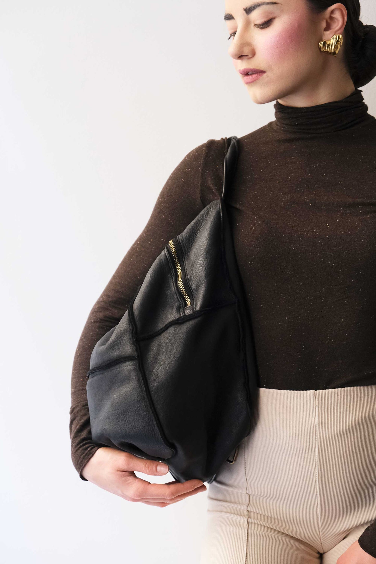 Reneri backpack black garment-dyed leather - Made in Italy -