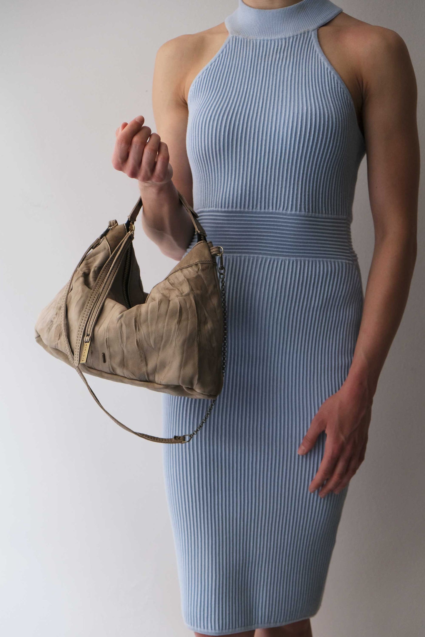 Chicca Media hobo bag in shark lomé nappa - Made in Italy -