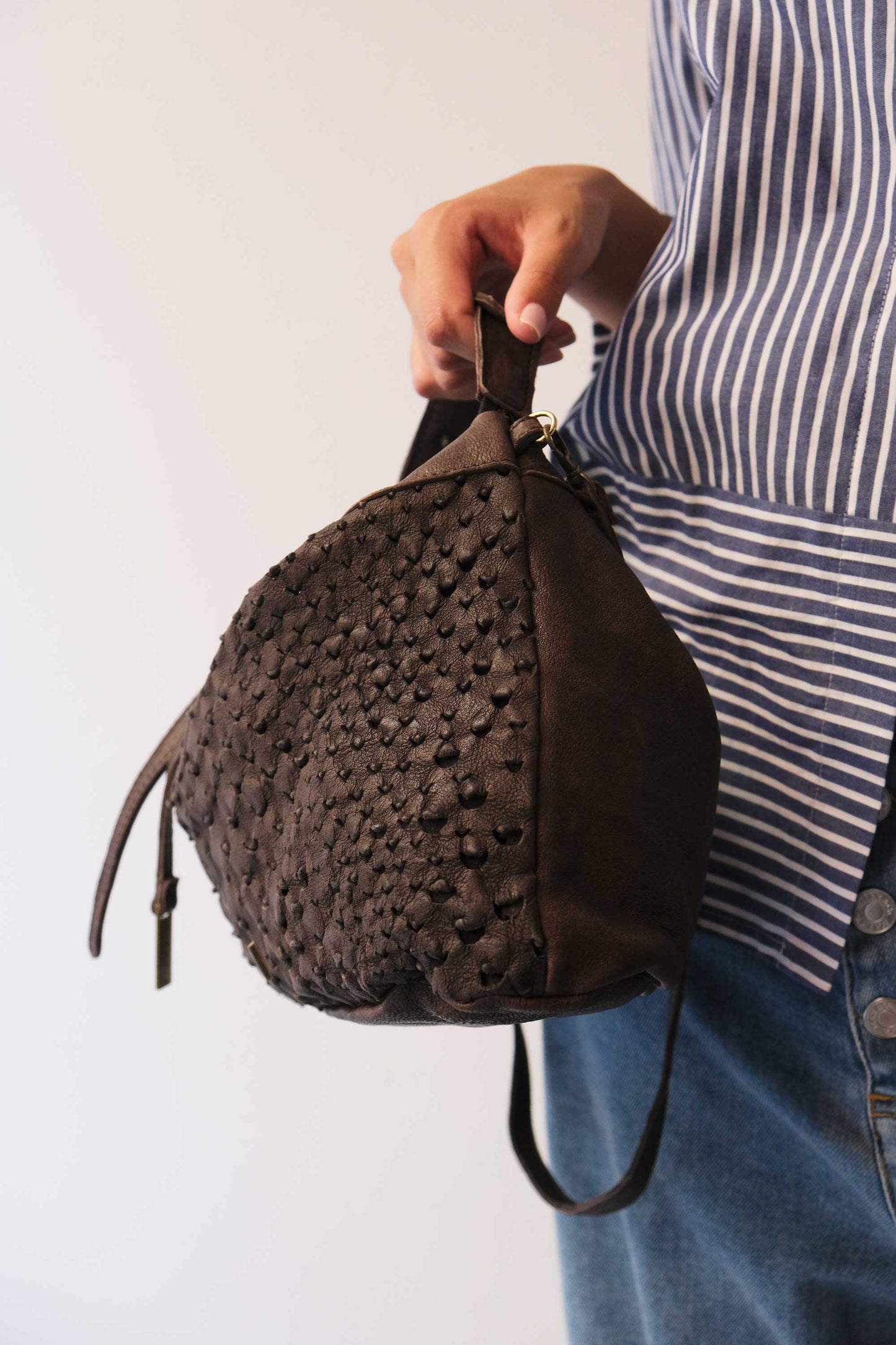 PRE ORDER discount 15%- Chicca Media hobo bag in brown perforated nappa - use code PREORDER15 - DELIVERY IS ESTIMATED WITHIN APPROXIMATELY 30 DAYS FROM THE ORDER DATE - Made in Italy -