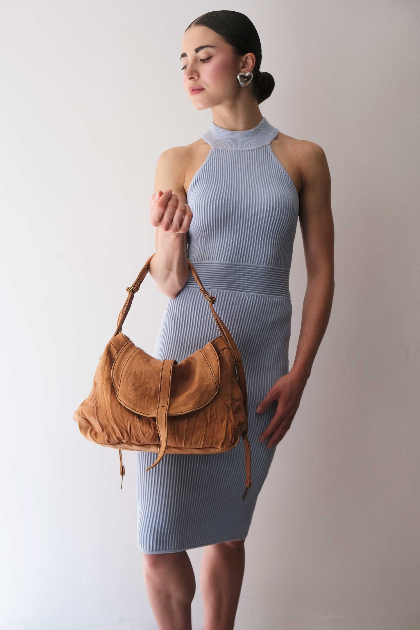 Do saddle bag cognac in soft nappa lomé - Made in Italy -