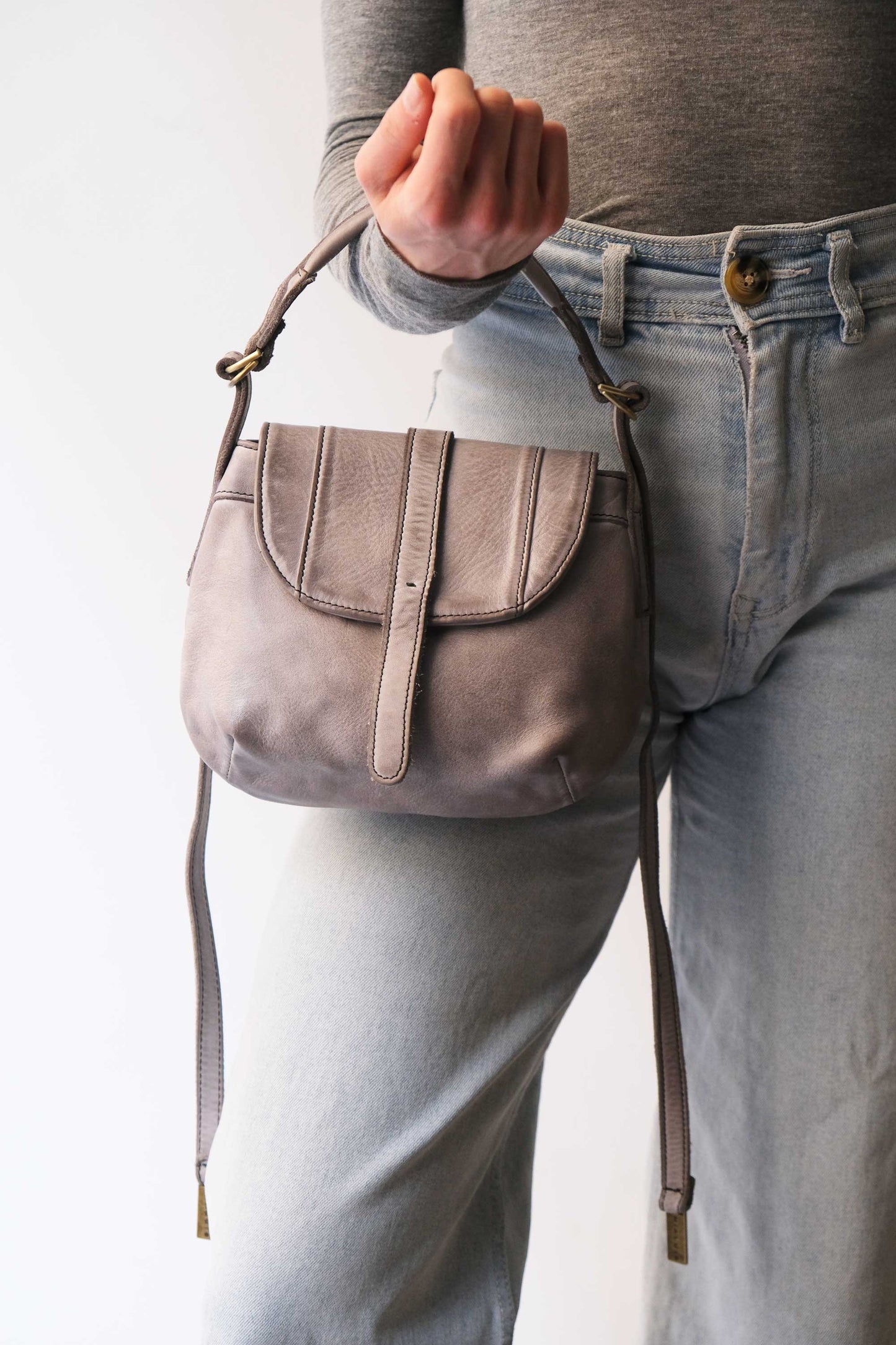 Do mini saddle bag in ash turner calf soft leather - Made in Italy-